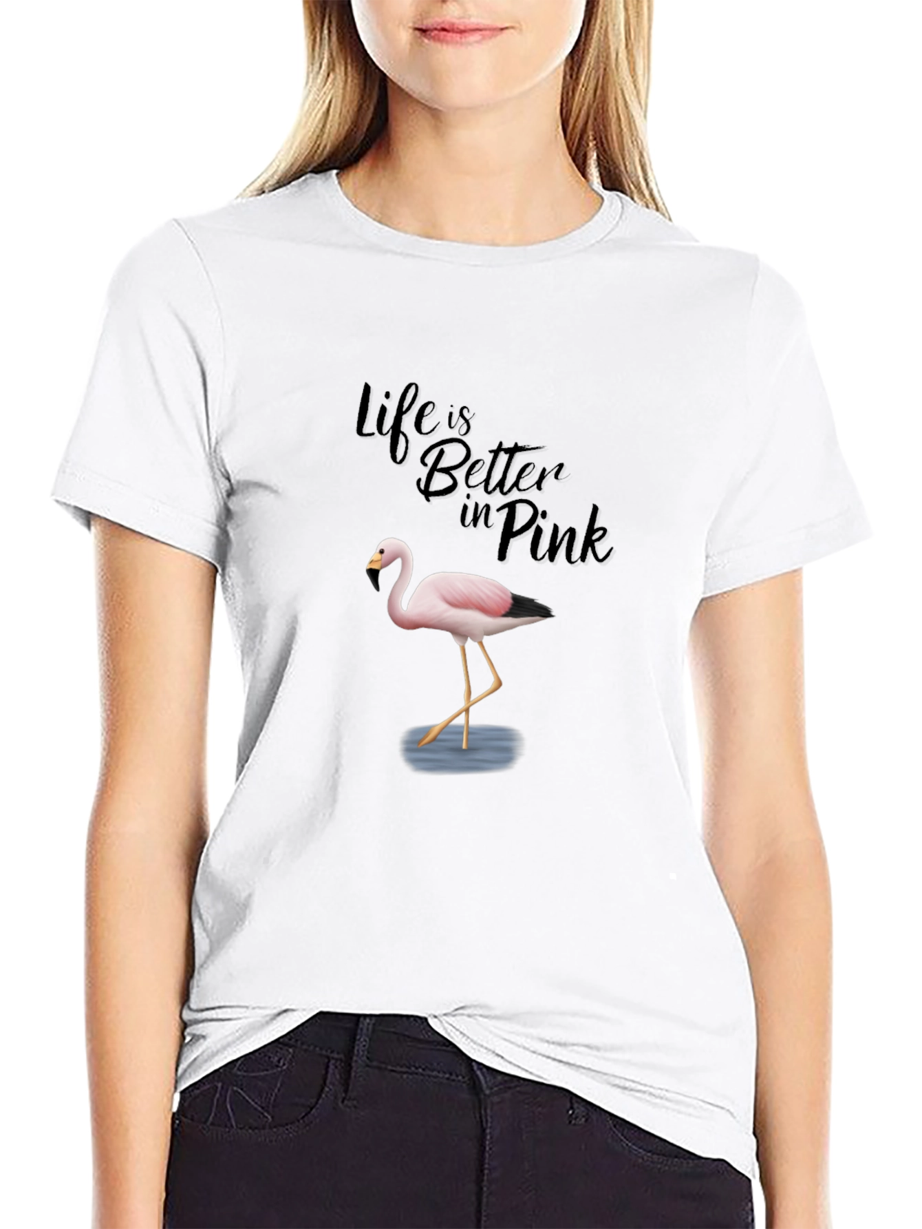 Black Life is Better in Pink Flamingo T-Shirt view 9