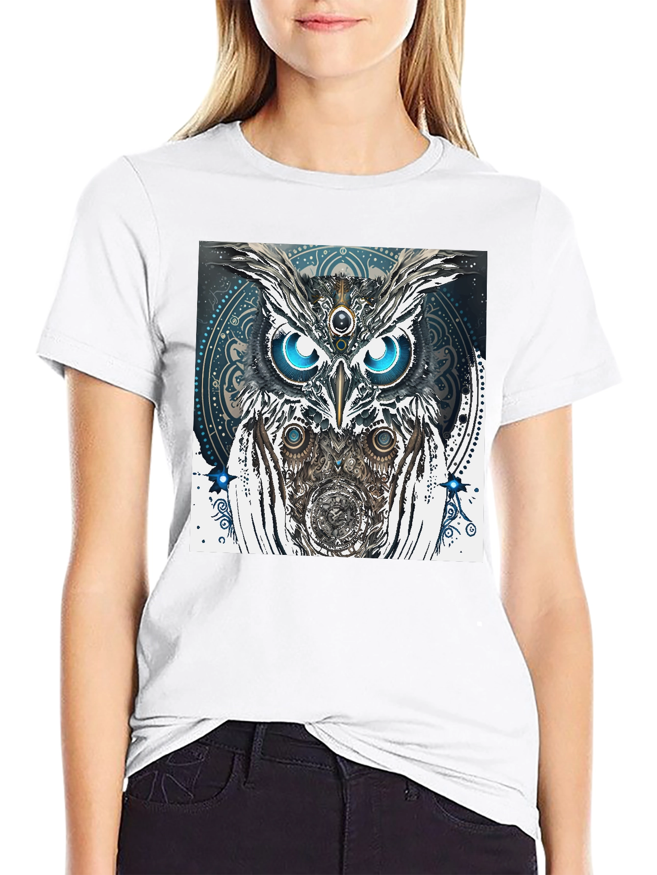 Black Mystic Owl Graphic Tee - Unique Spiritual Design view 9