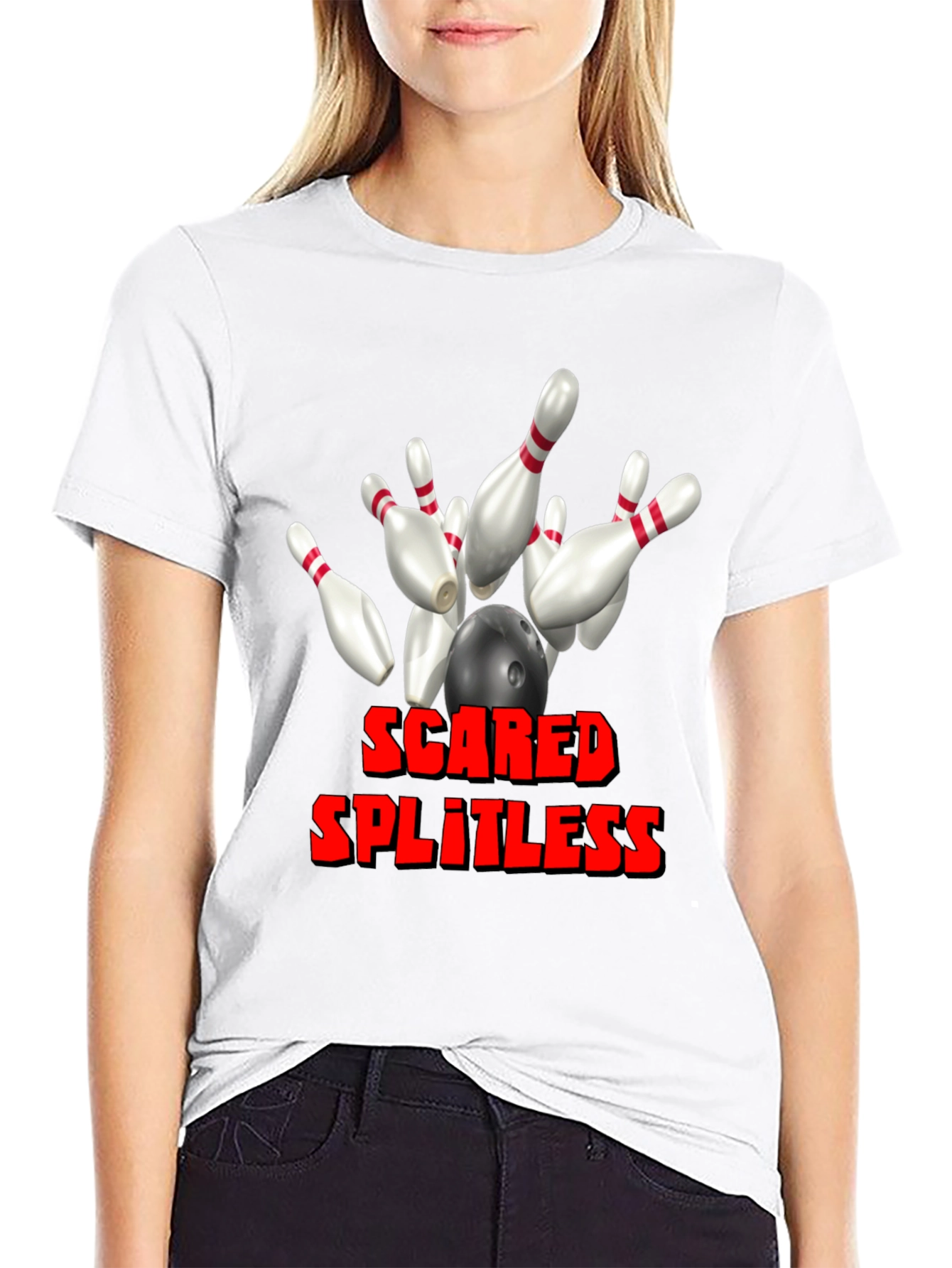 Black Scared Splitless Bowling Graphic Tee view 9