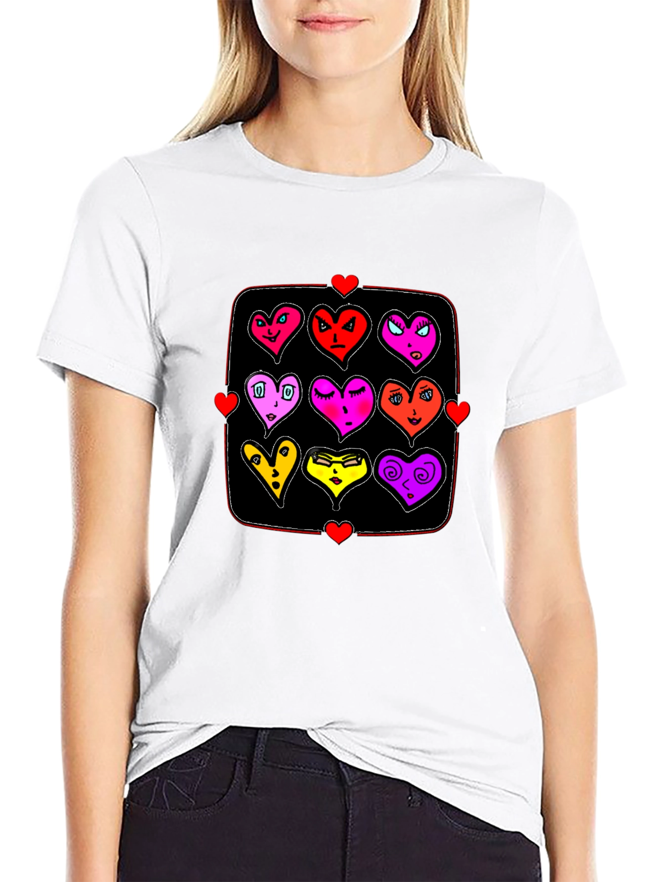 Black Heart Emoji Grid T-Shirt - Black Graphic Tee view 9