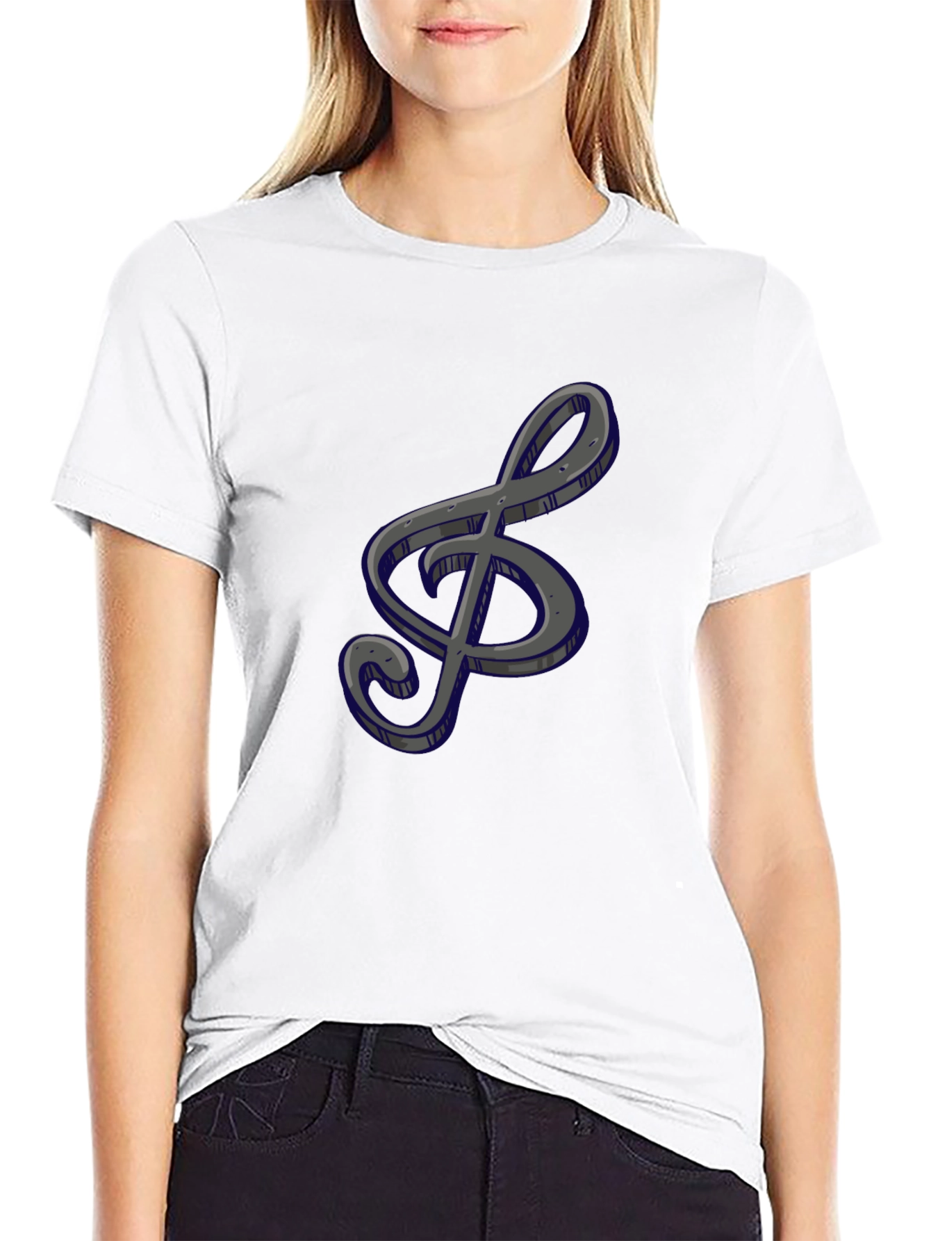Black Treble Clef Graphic Tee view 9