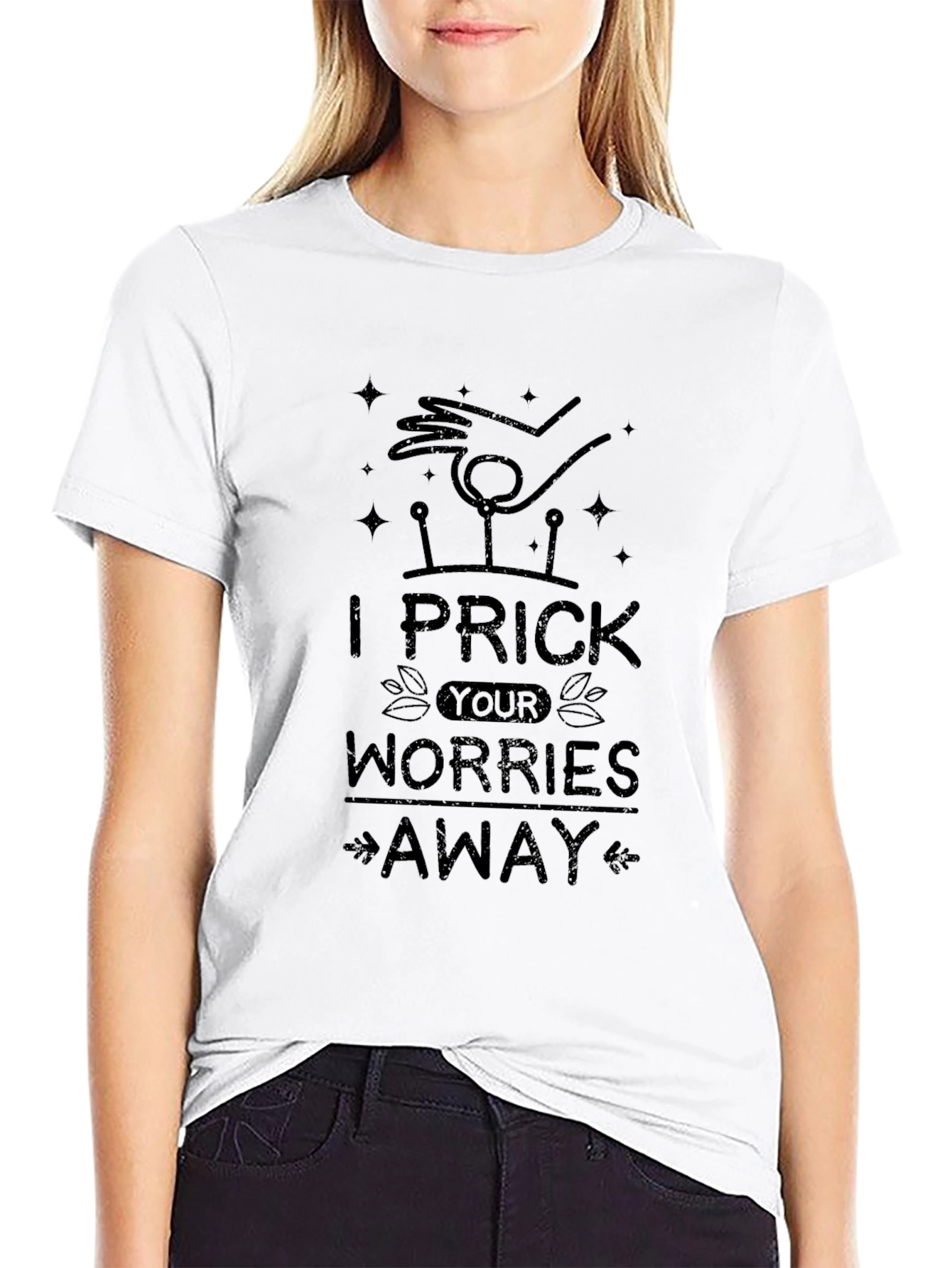 Black I Prick Your Worries Away Novelty T-Shirt view 9