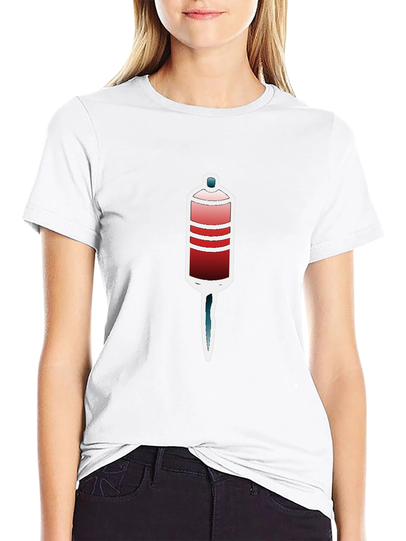 Black Unique Graphic Tee - Red and Blue Tube Design view 9