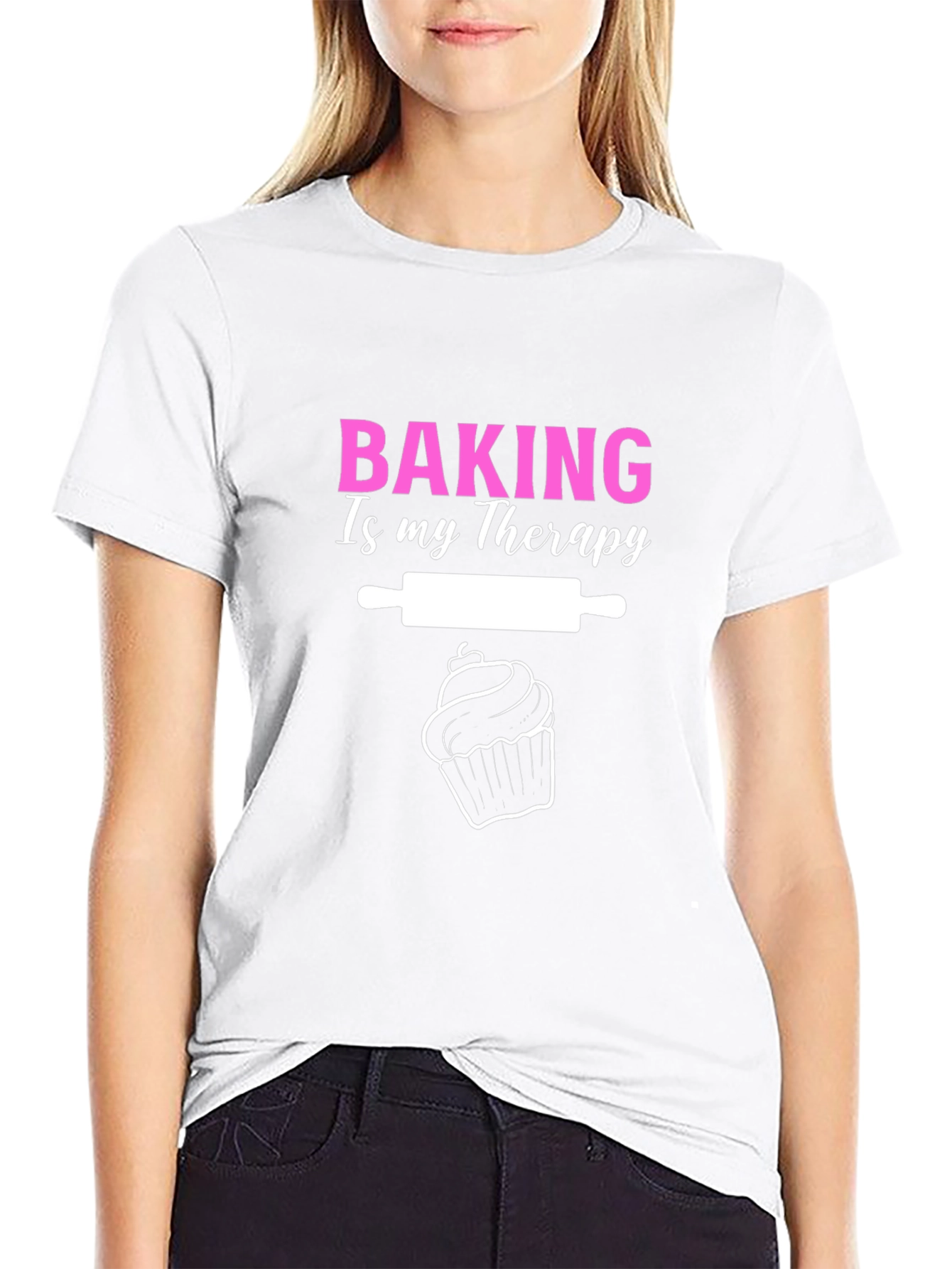 Black Baking is My Therapy T-Shirt - Unisex view 9
