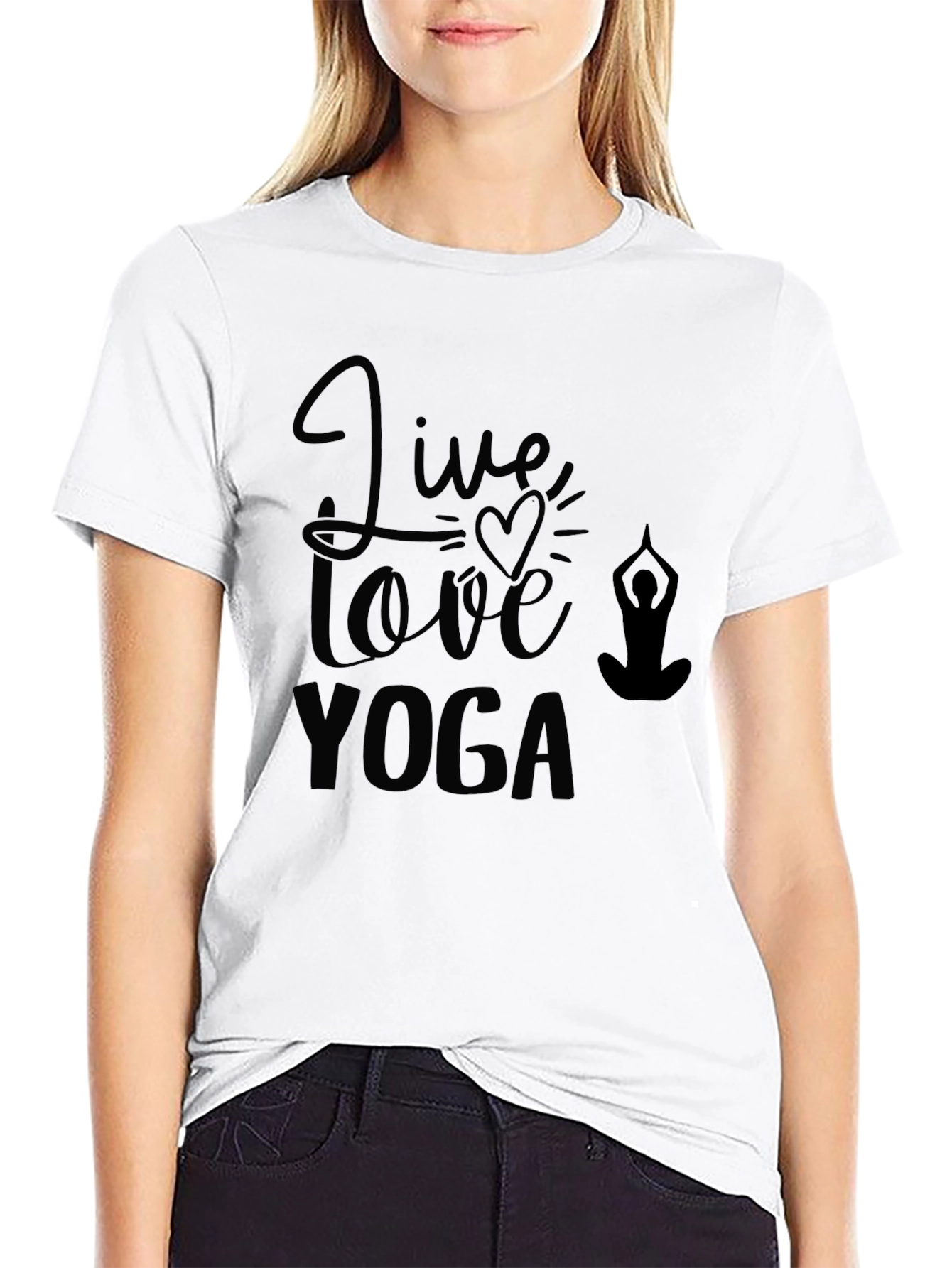 Black Live Love Yoga Graphic Tee - Stylish & Comfy view 9