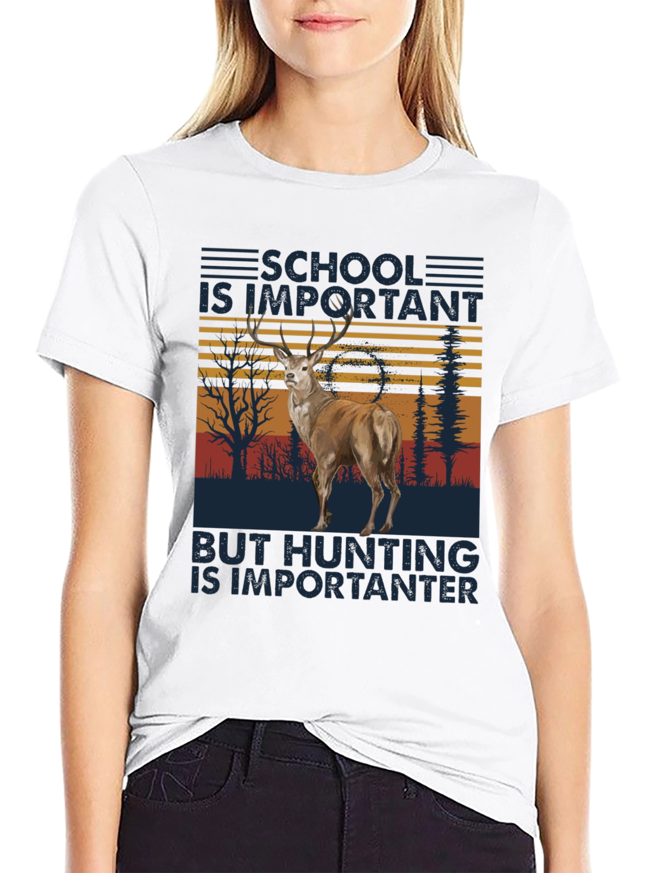 Black School Important Hunting Importanter Tee view 9