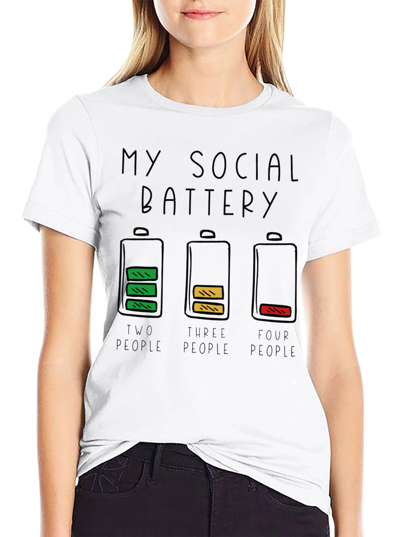 Black Social Battery Graphic Tee - Introvert Humor view 9