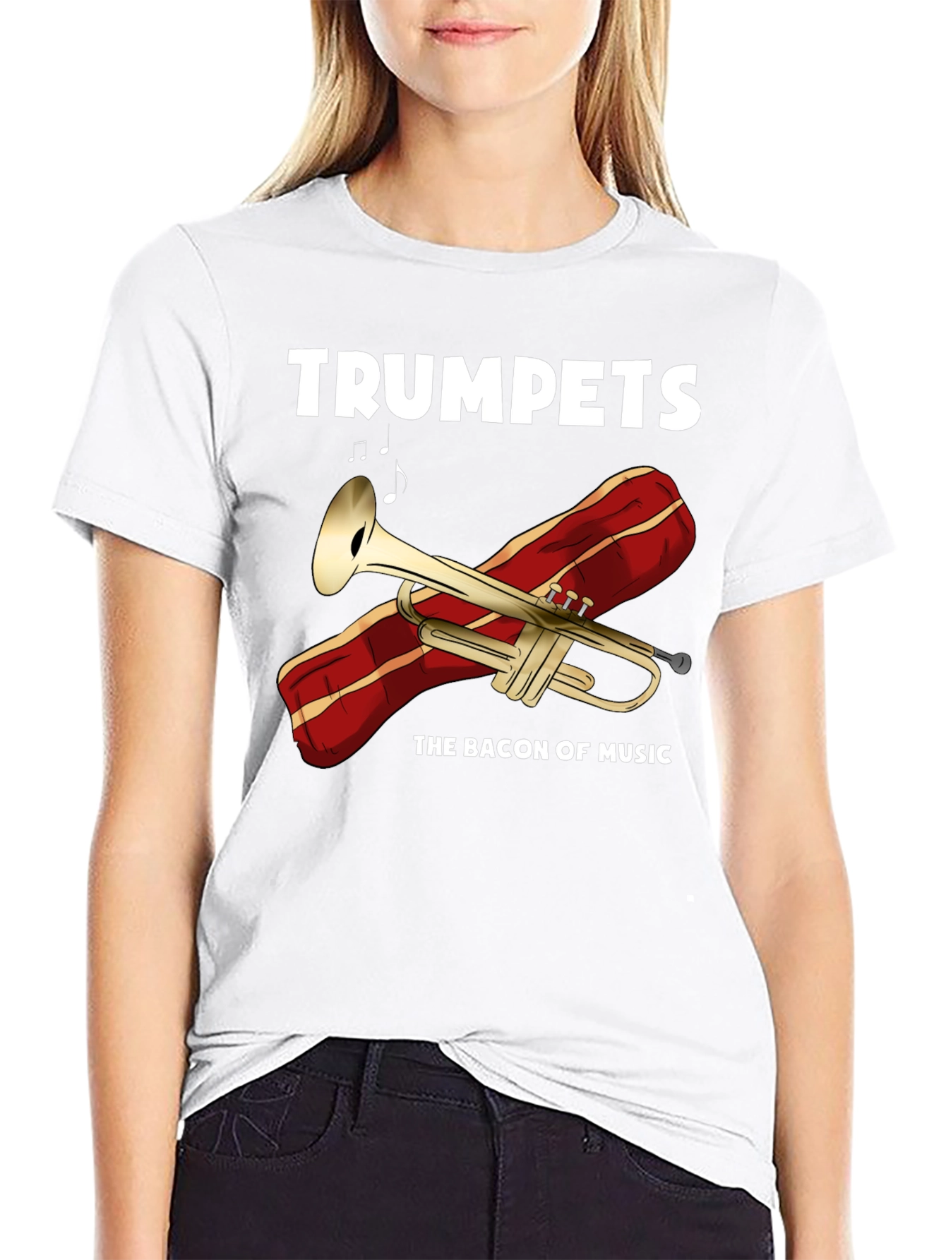 Black Trumpets The Bacon of Music T-Shirt view 9