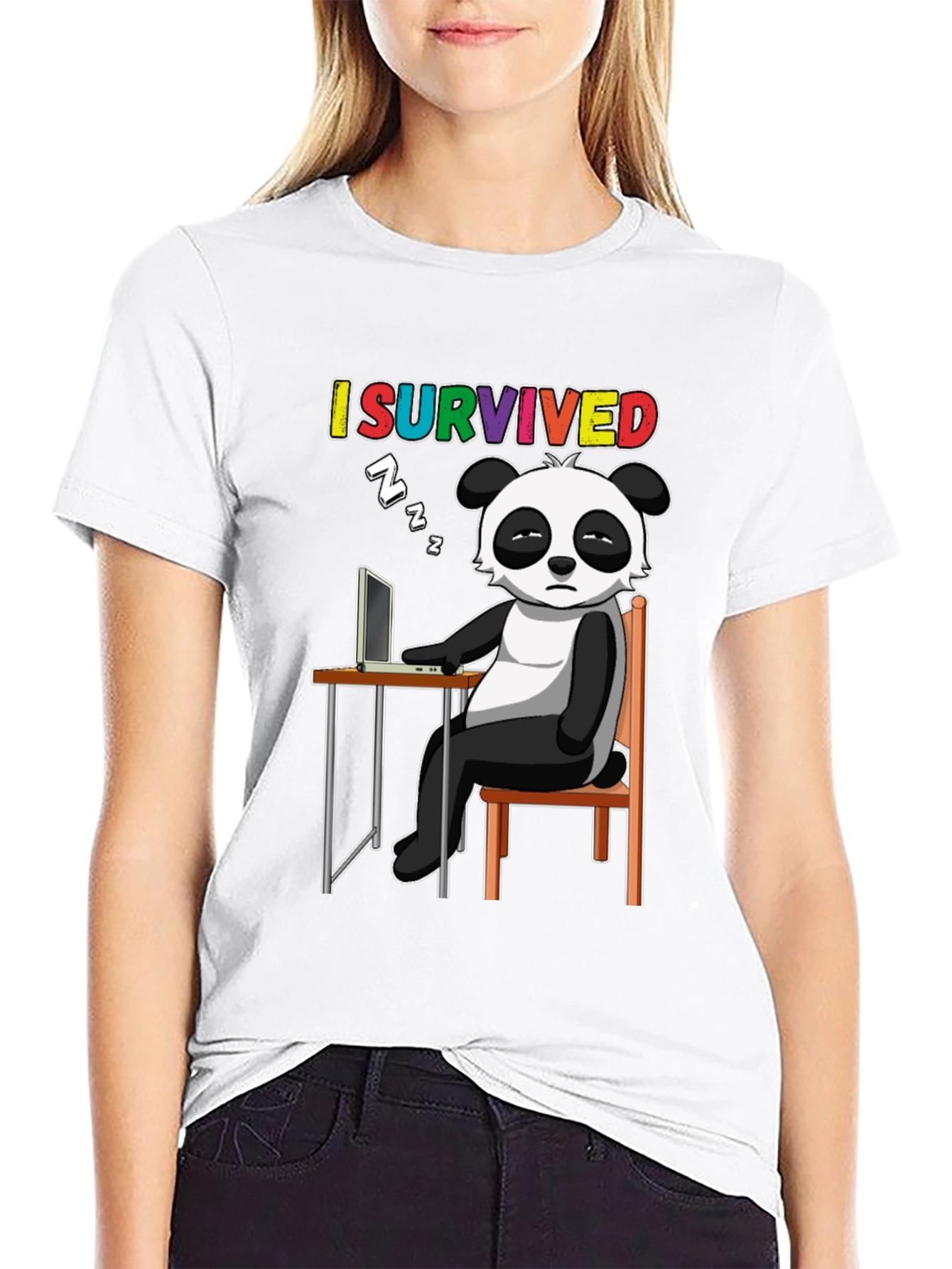 Black I Survived Panda T-Shirt - Funny Novelty Tee view 9