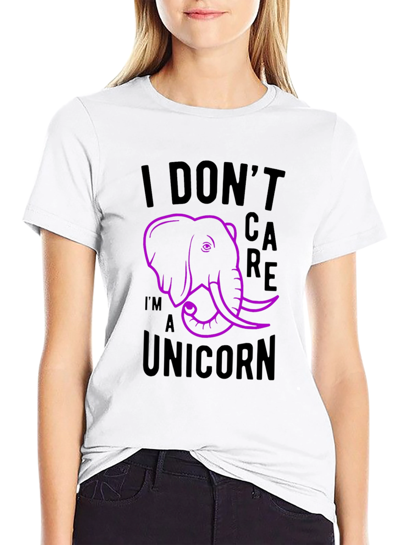 Black I Don't Care I'm a Unicorn Black T-Shirt view 9