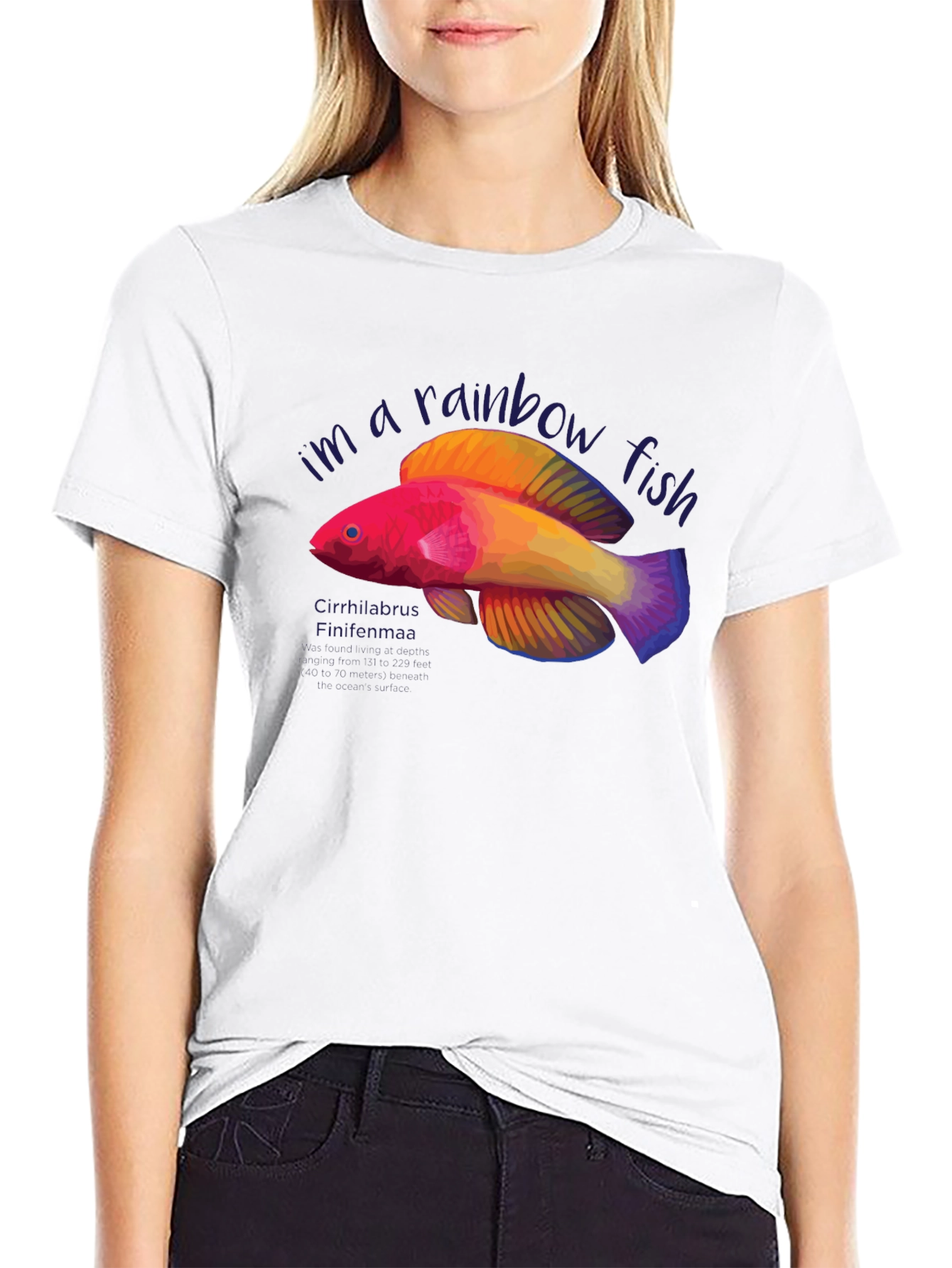 Black Rainbow Fish Graphic Tee - Unique Design view 9