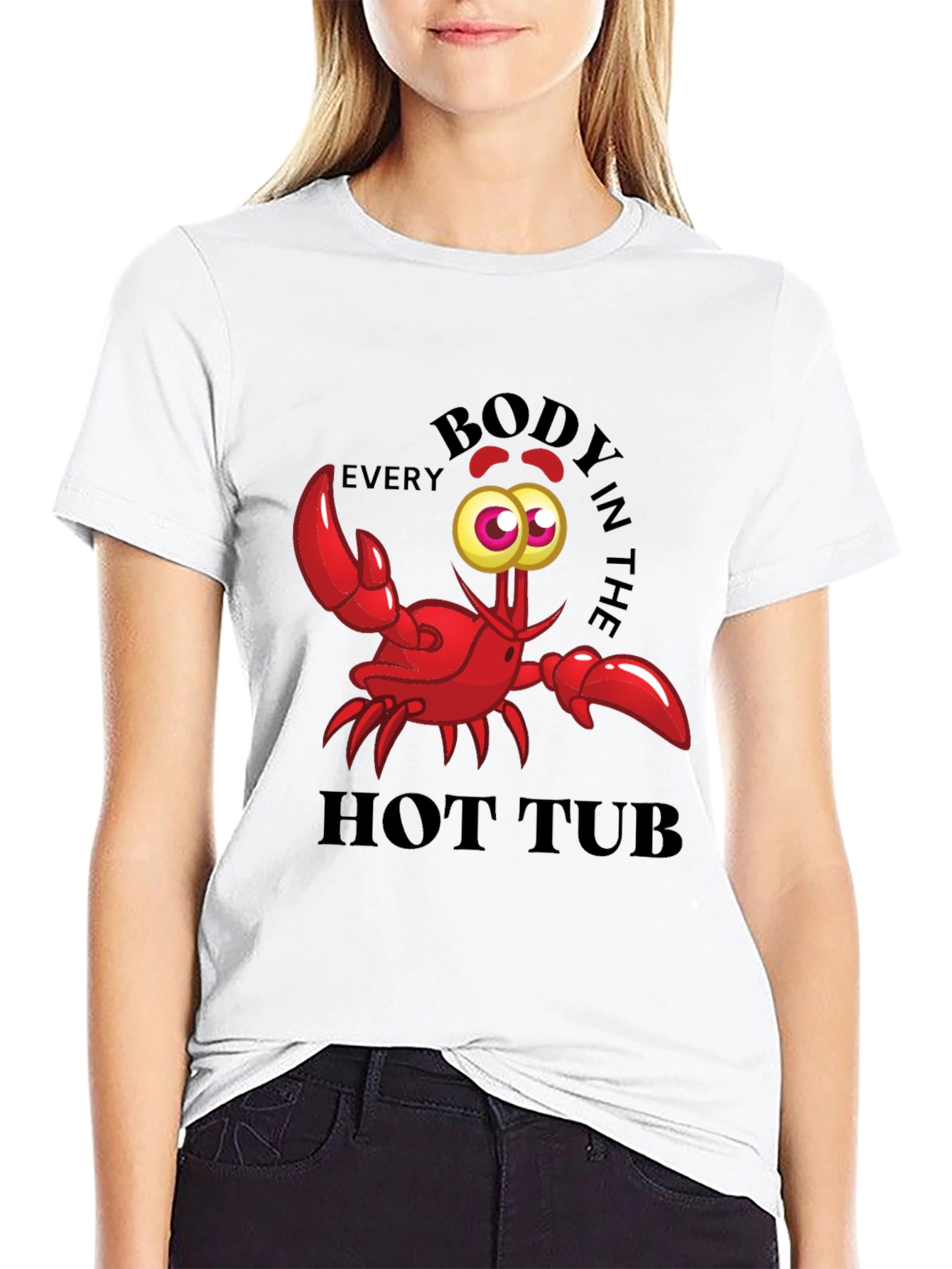 Black Funny Crab Hot Tub T-Shirt view 9