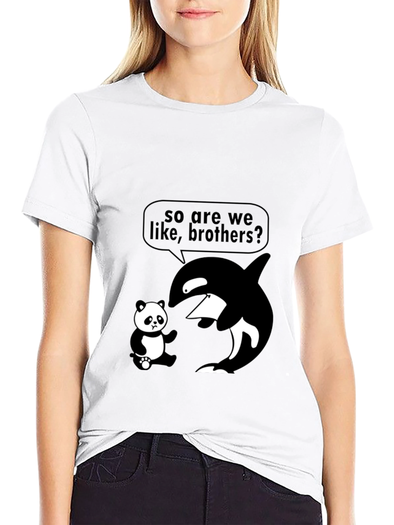 Black Funny Orca Panda Brother T-Shirt view 9