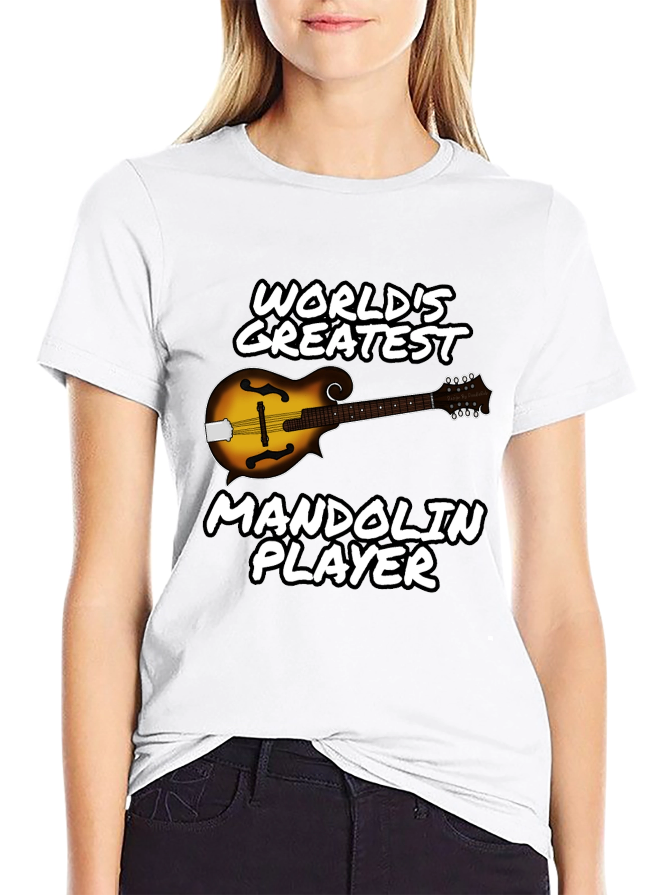 Black World's Greatest Mandolin Player T-Shirt view 9