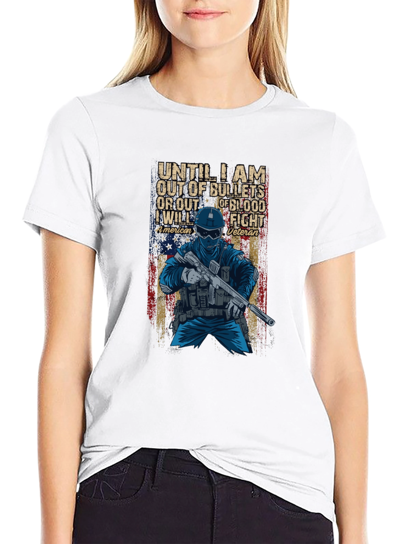 Black American Veteran Graphic T-Shirt view 9