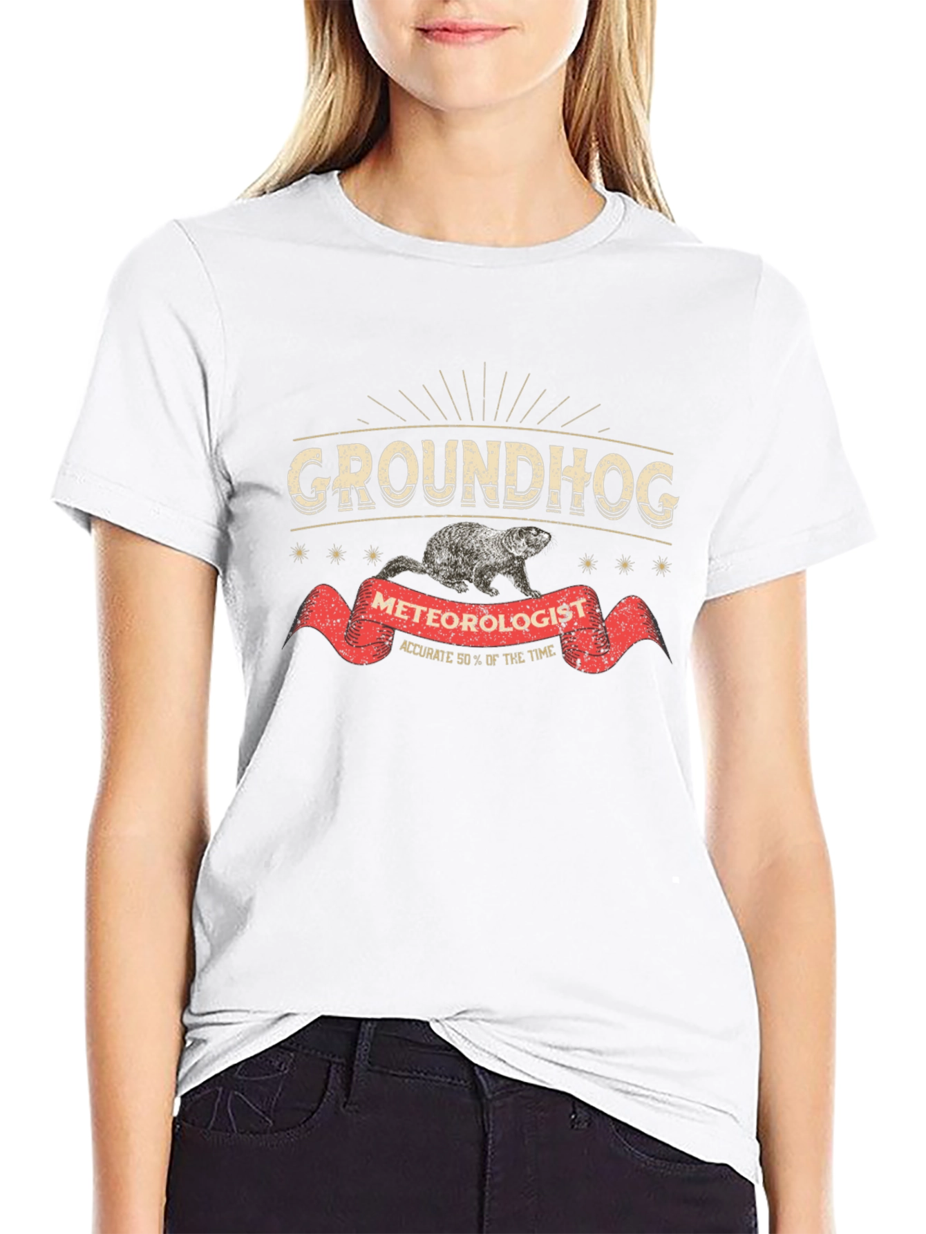 Black Groundhog Meteorologist Black T-Shirt view 9