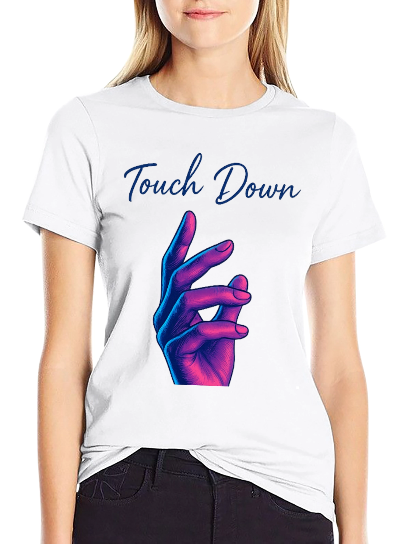Black Touch Down Graphic Tee - Black Crew Neck view 9