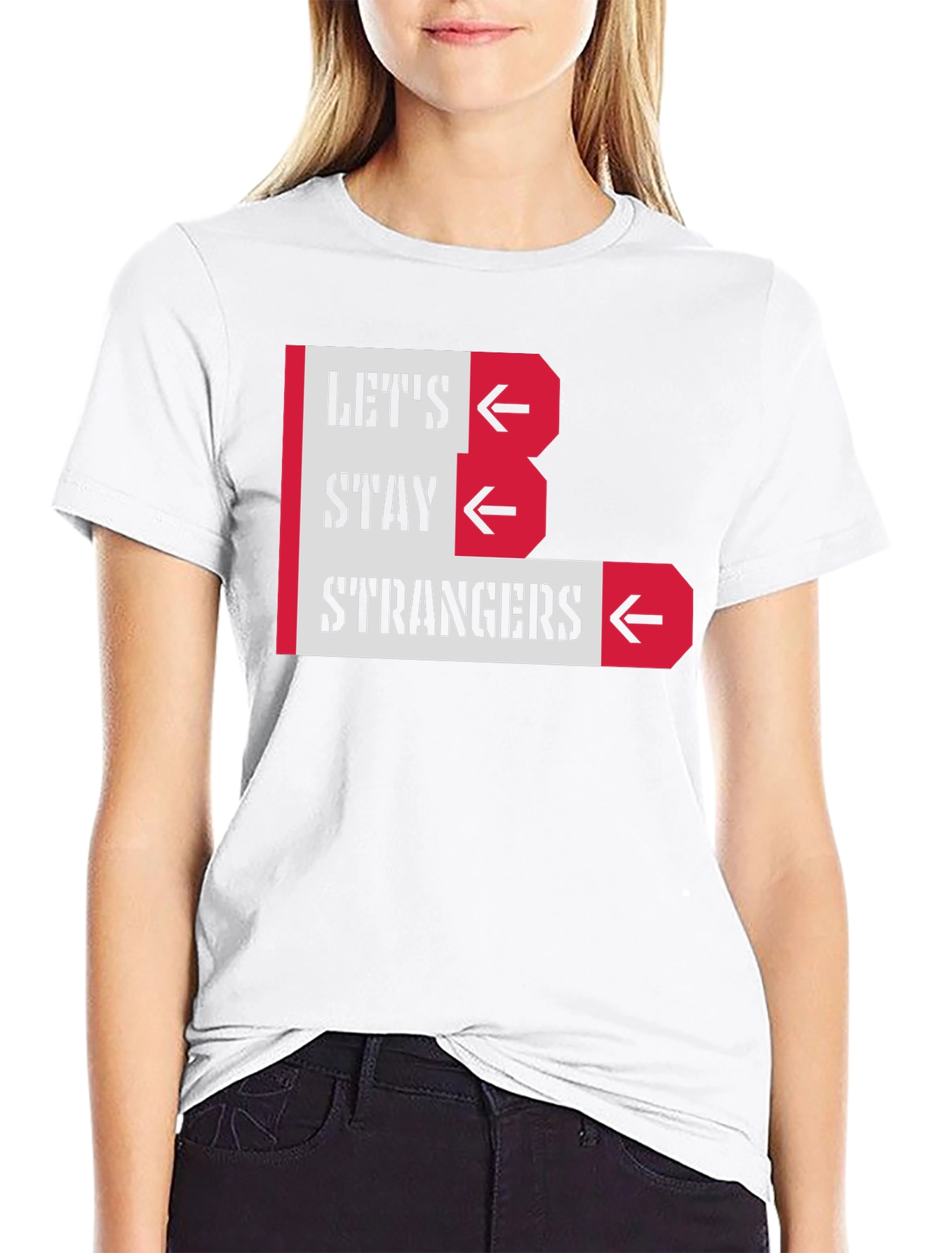 Black Let's Stay Strangers Graphic Tee - Black Unisex T-Shirt view 9