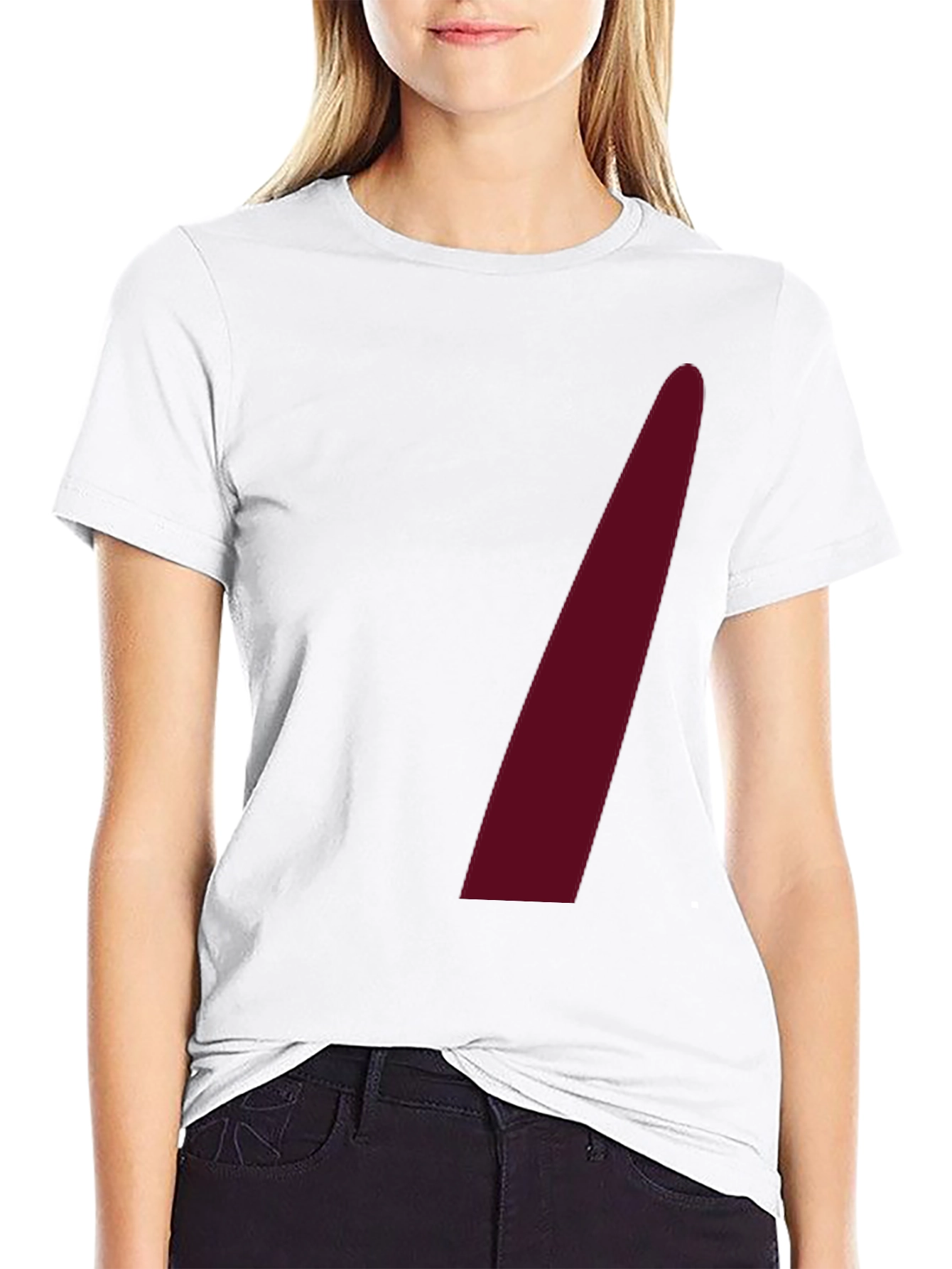 Black Men's Black Crew Neck Tee with Maroon Accent view 9