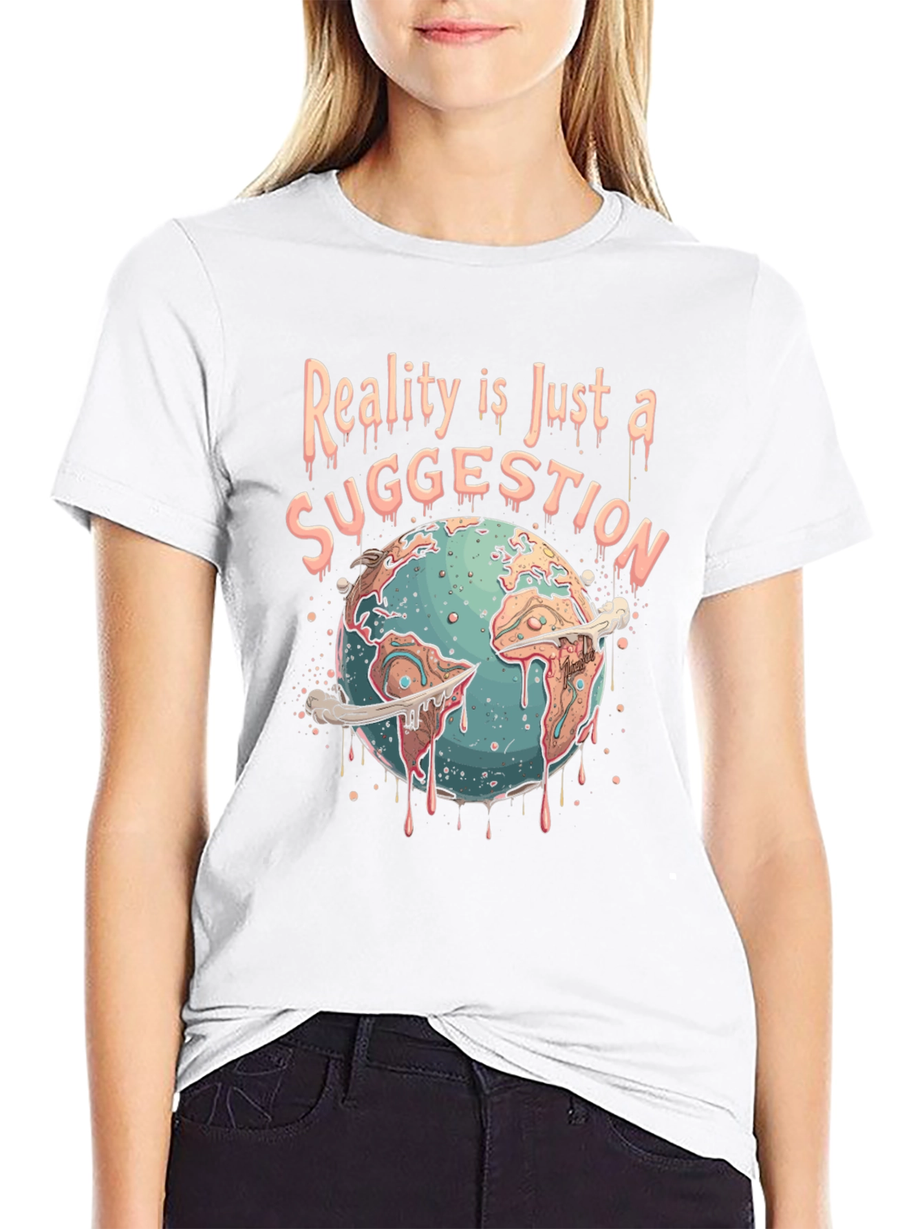 Black Reality Suggestion Graphic Tee - Earth Melting view 9