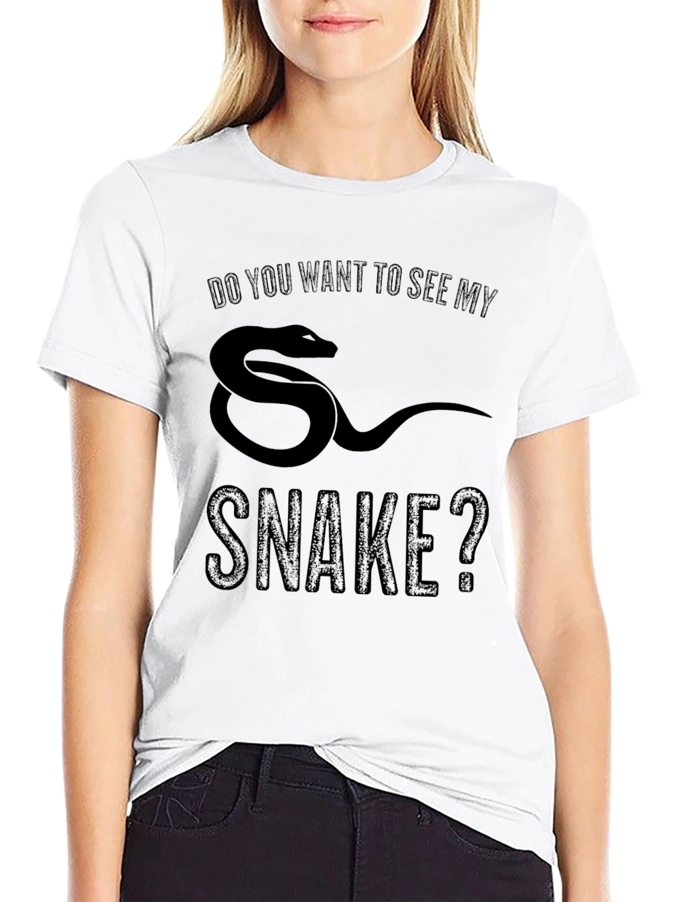 Black Do You Want To See My Snake? Graphic Tee view 9