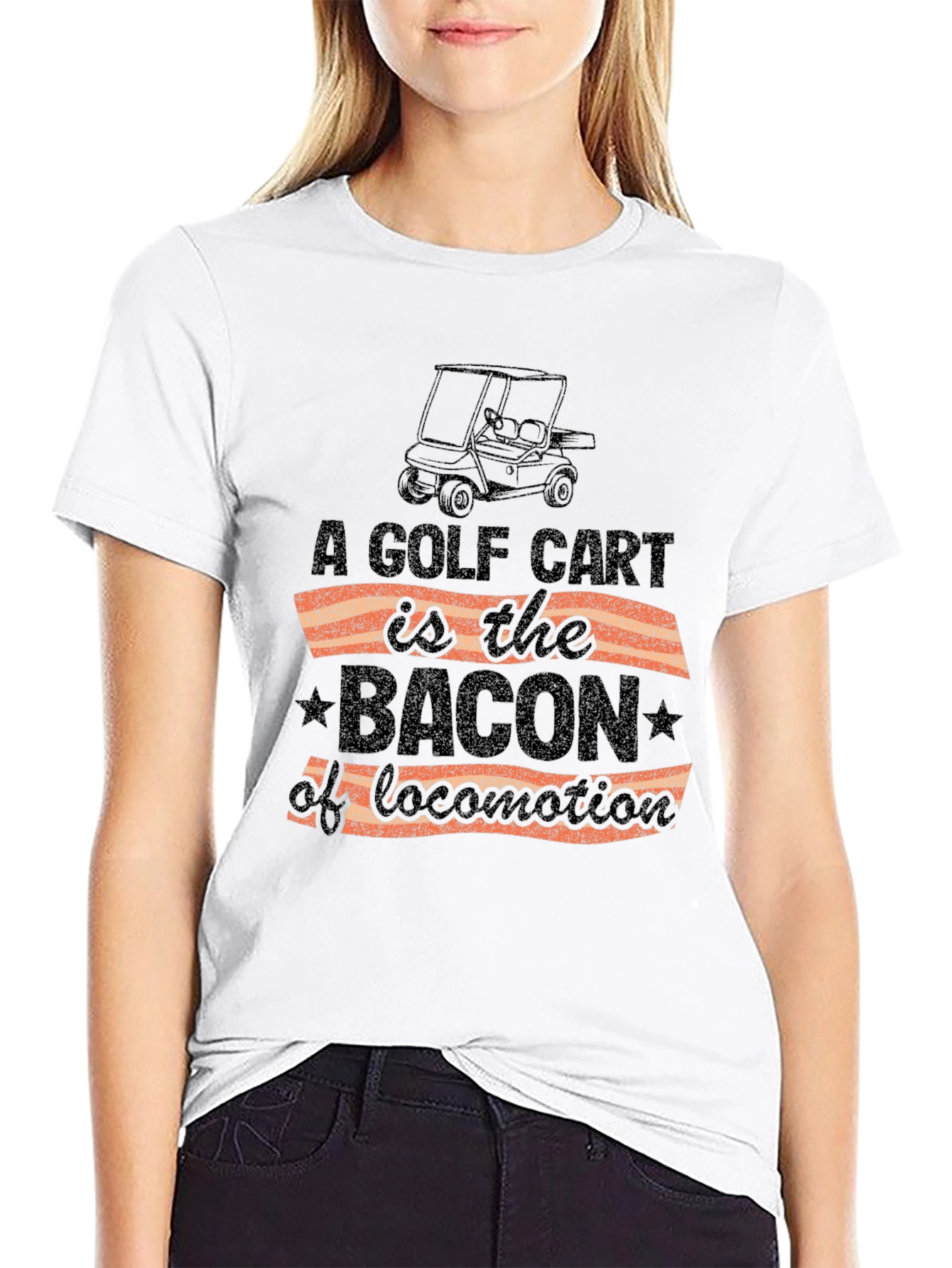 Black Golf Cart Bacon T-Shirt view 9
