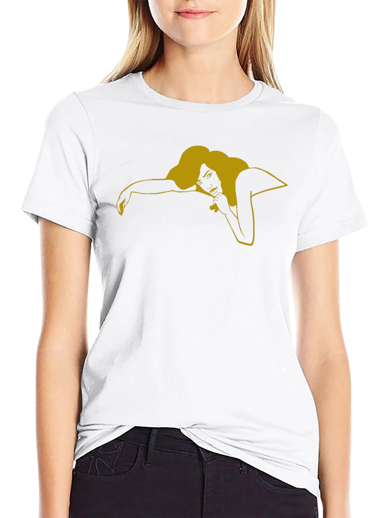 Black Black T-Shirt with Graphic Woman Design view 9