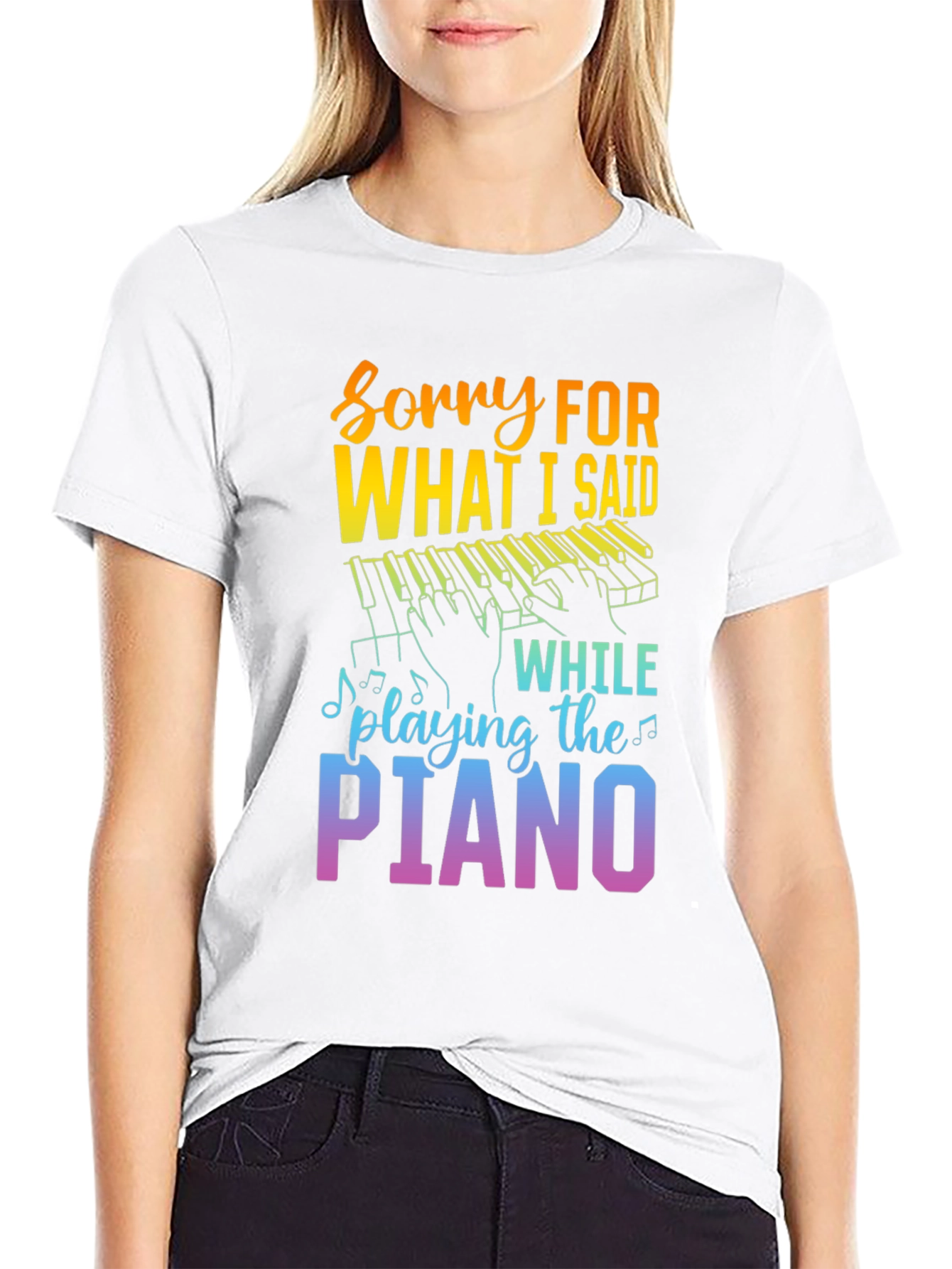 Black Sorry For What I Said Piano Player Graphic Tee view 9
