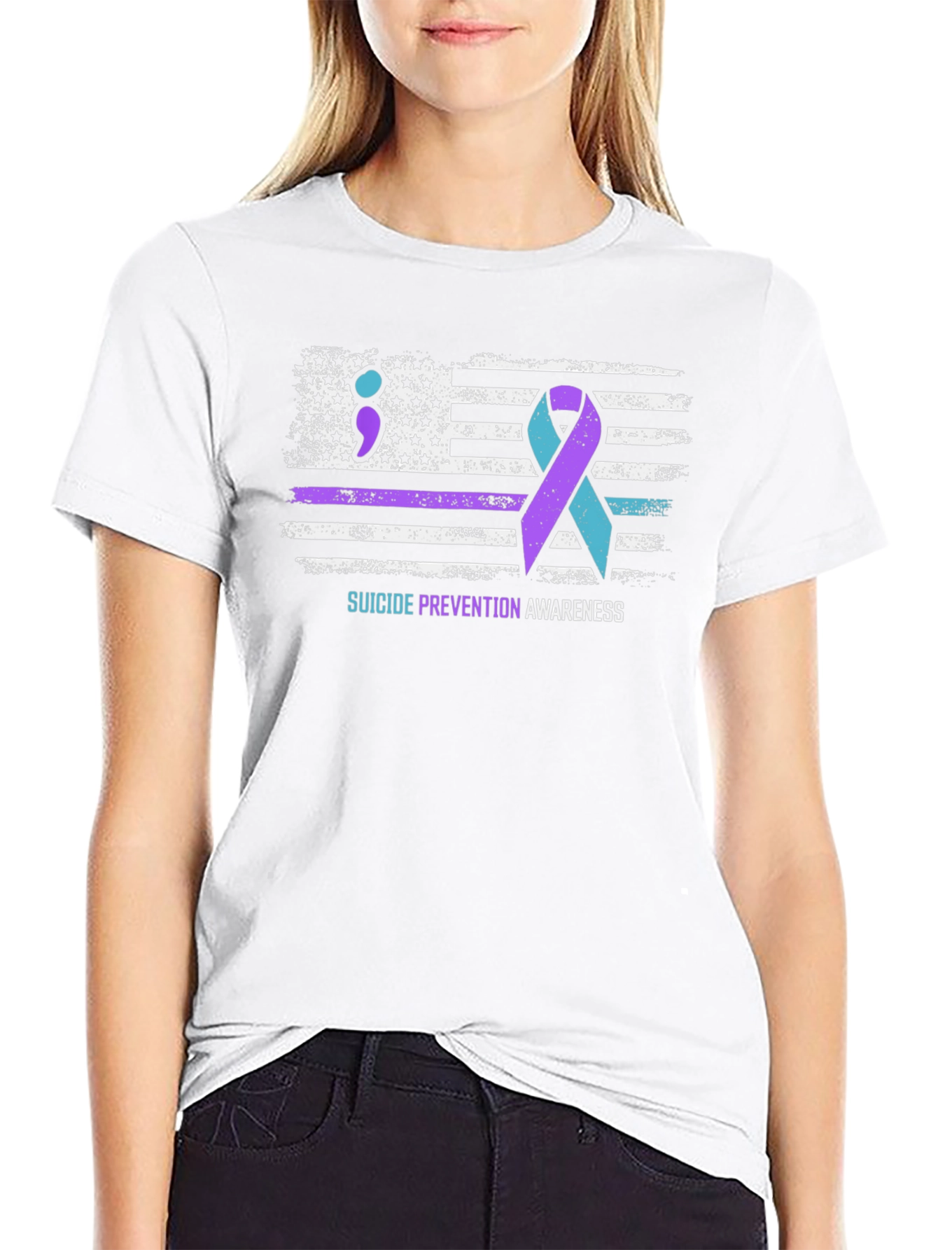 Black Suicide Prevention Awareness T-Shirt view 9
