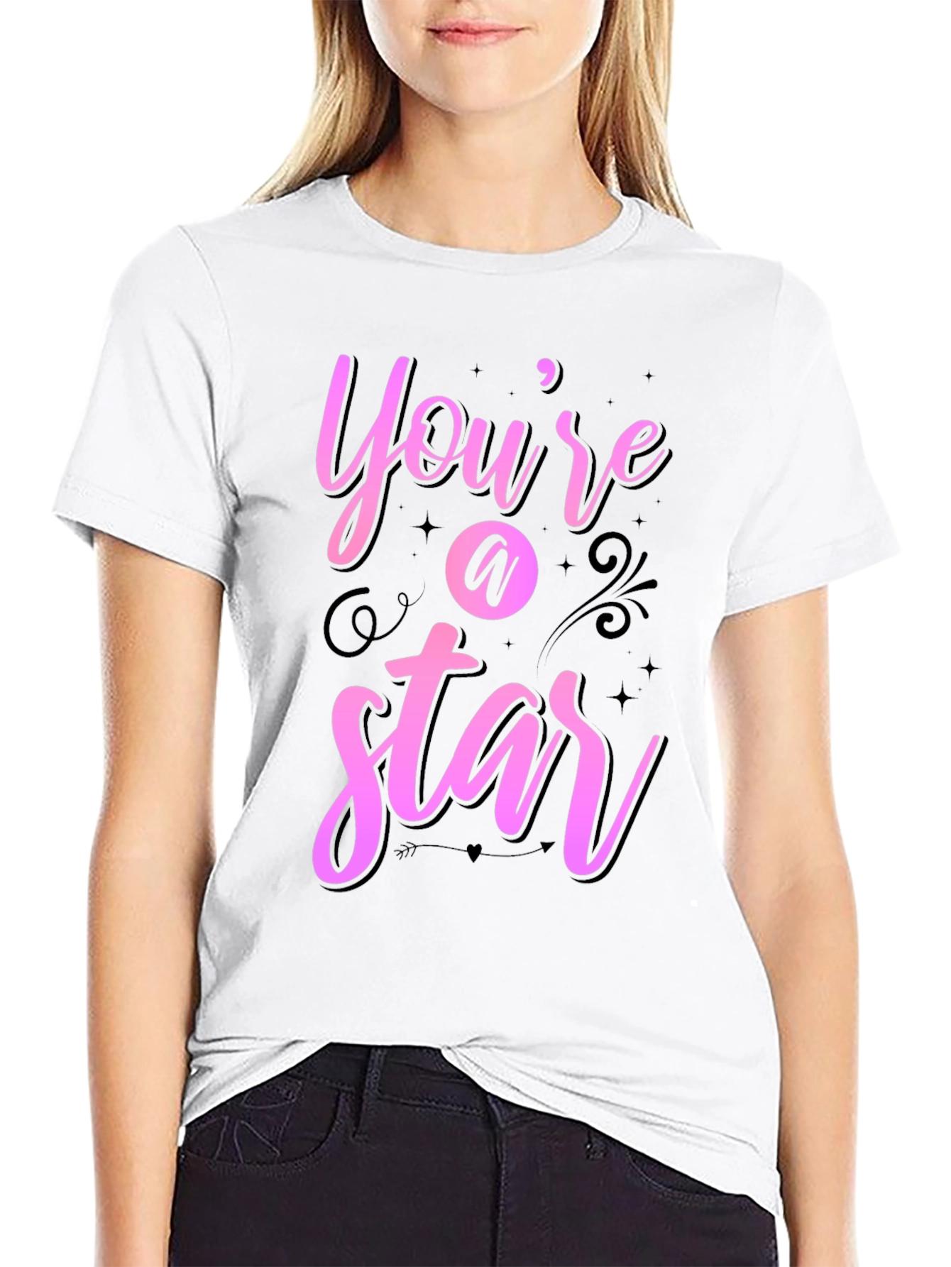Black You're A Star Graphic Tee - Black Casual Shirt view 9