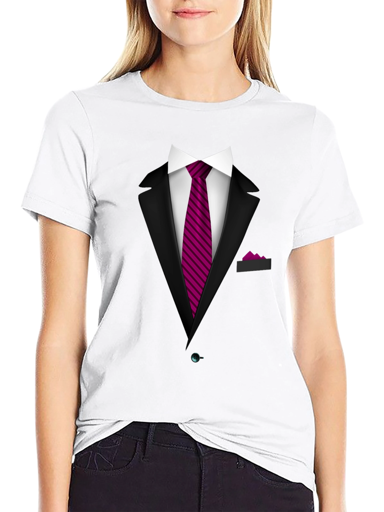 Black Suit & Tie Graphic Tee - Novelty T-Shirt view 9