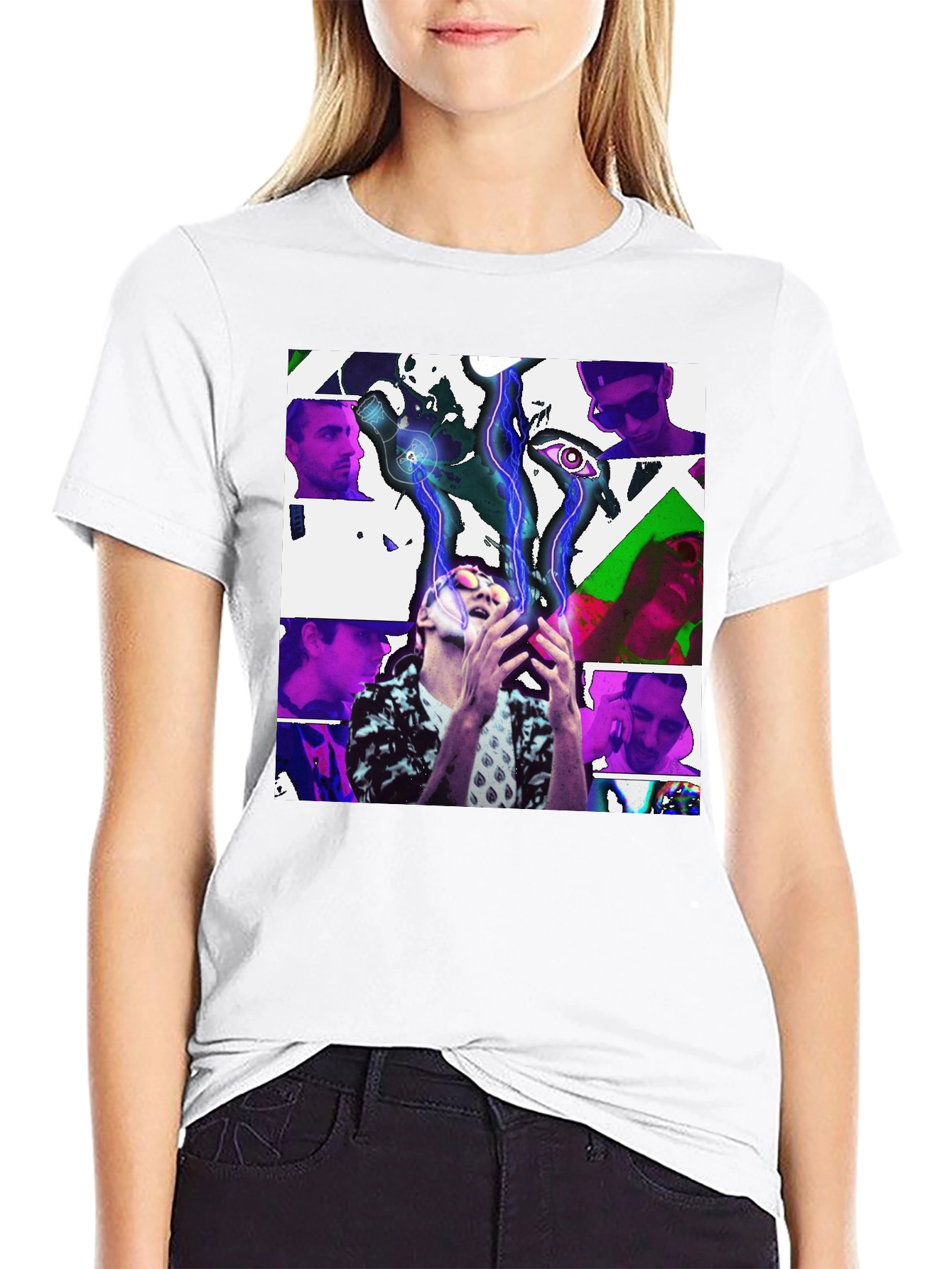 Black Abstract Art Print Black T-Shirt view 9