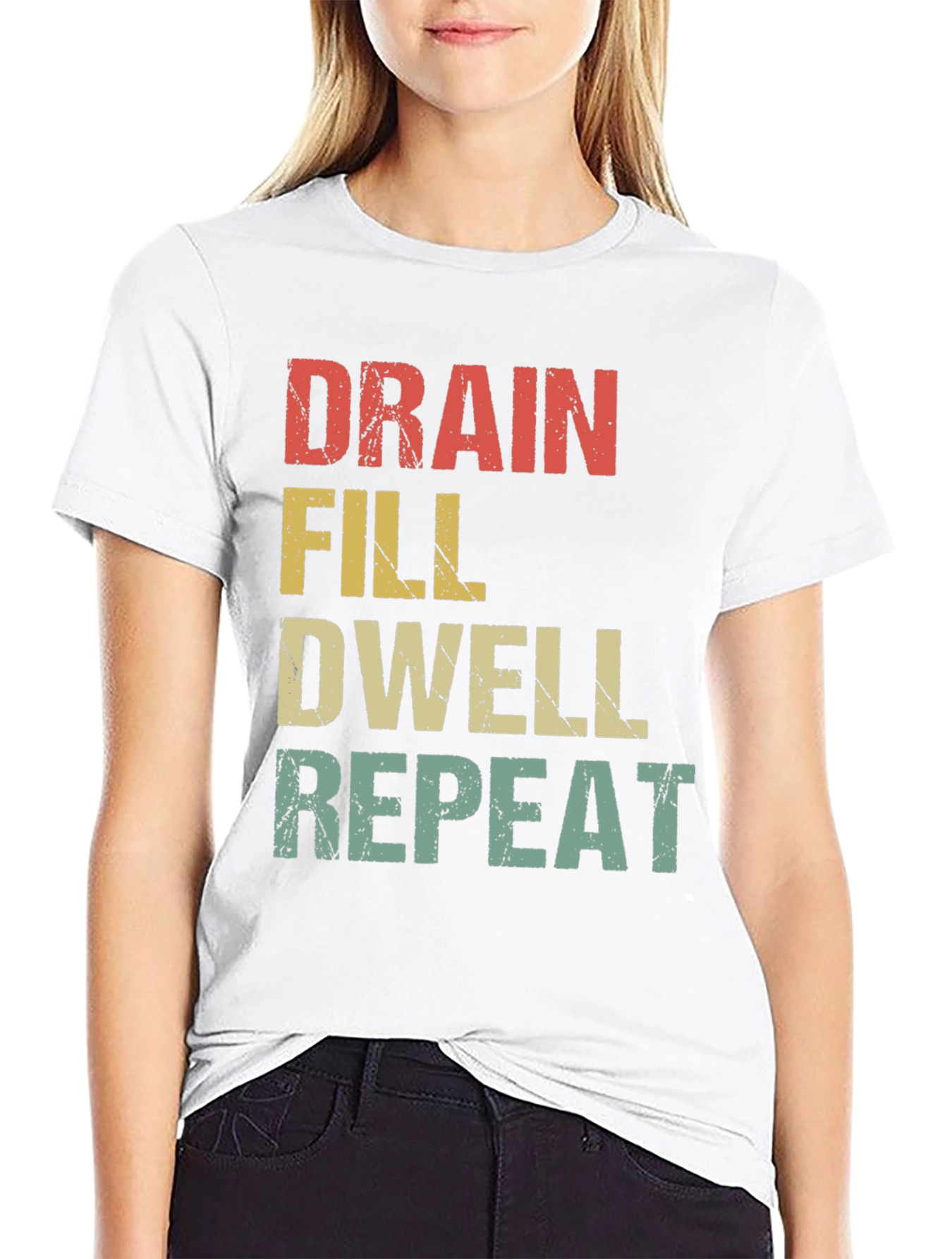 Black Drain, Fill, Dwell, Repeat Graphic T-Shirt view 9