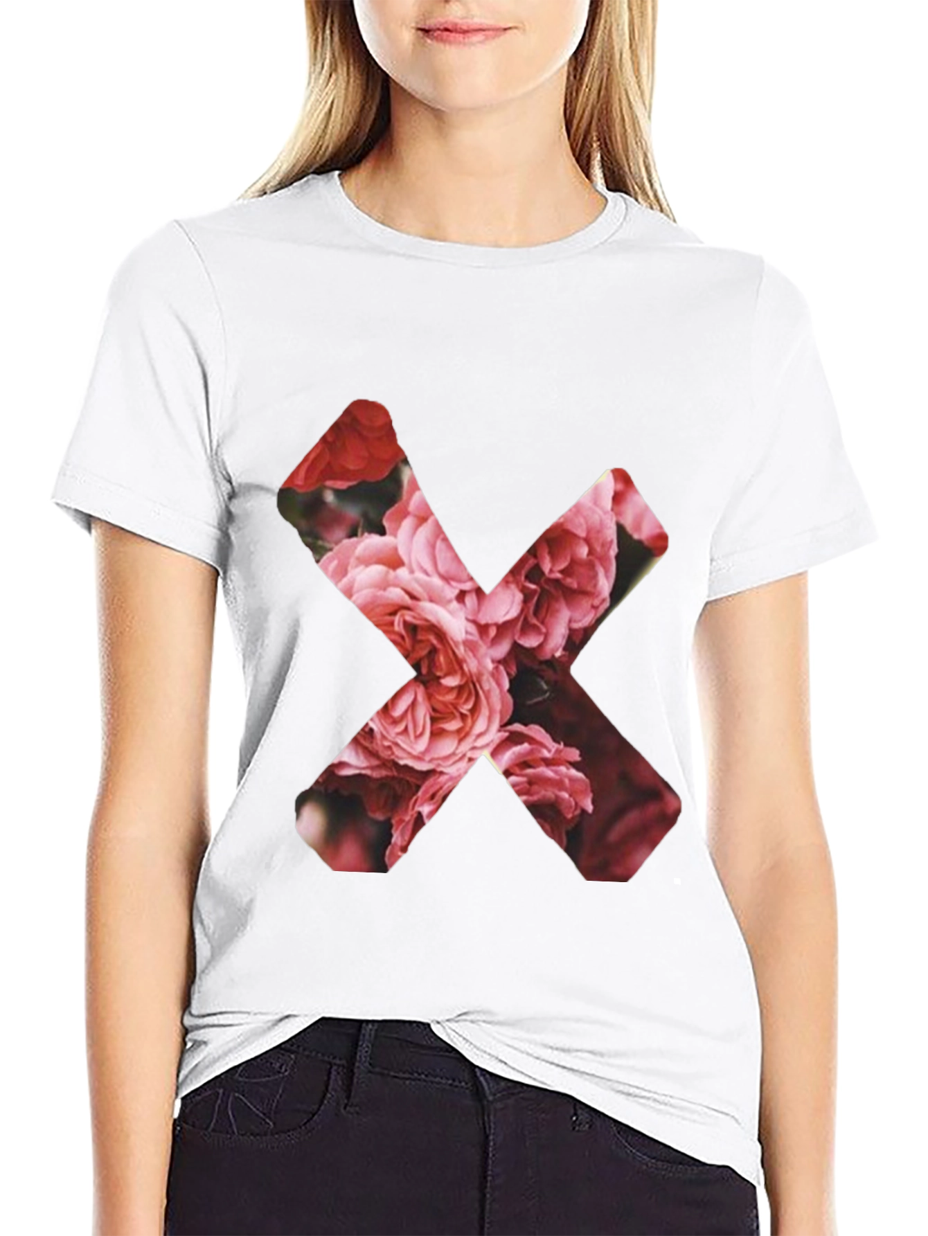 Black Floral X Graphic Black T-Shirt view 9