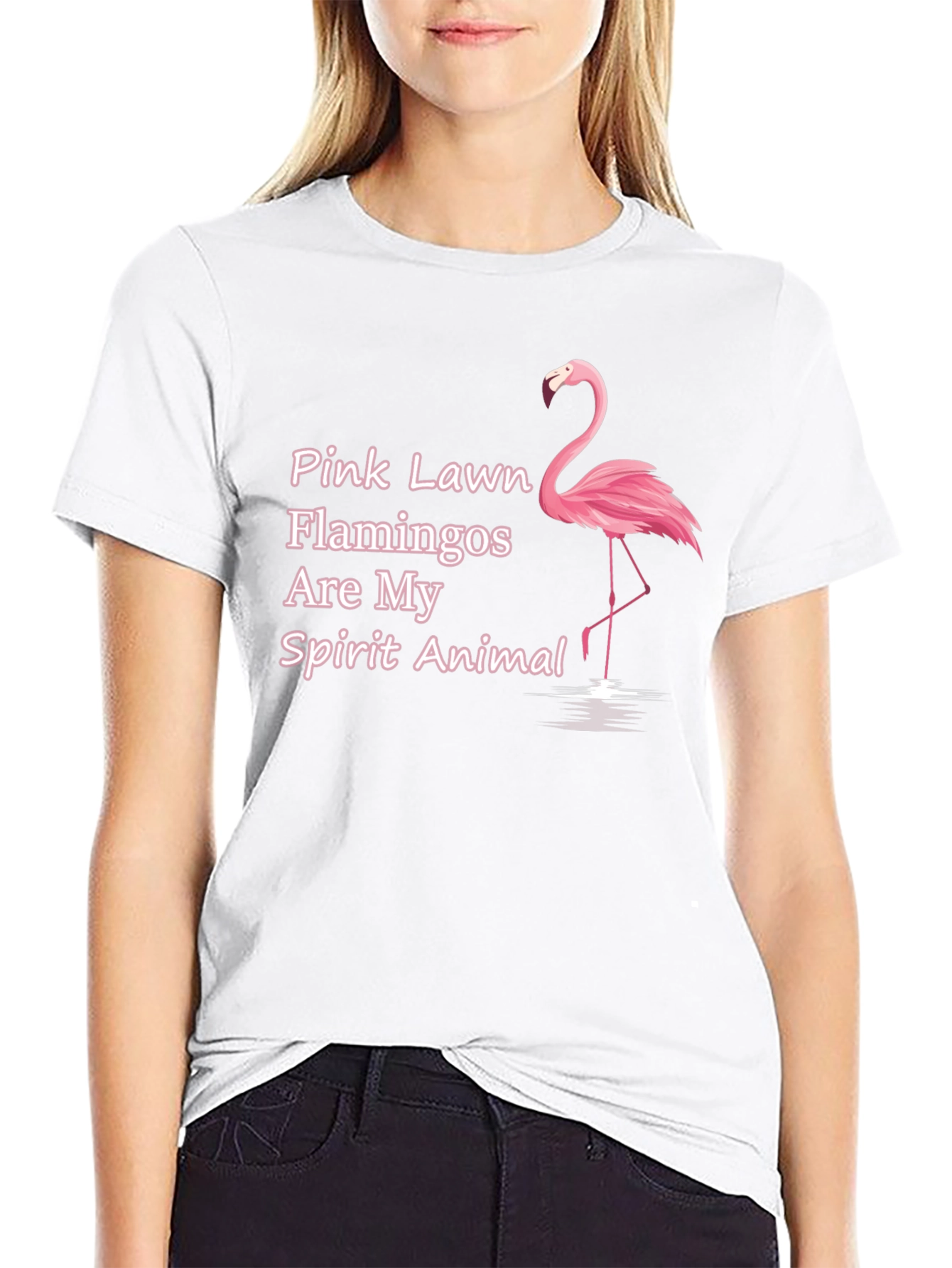 Black Pink Flamingo Spirit Animal T-Shirt view 9