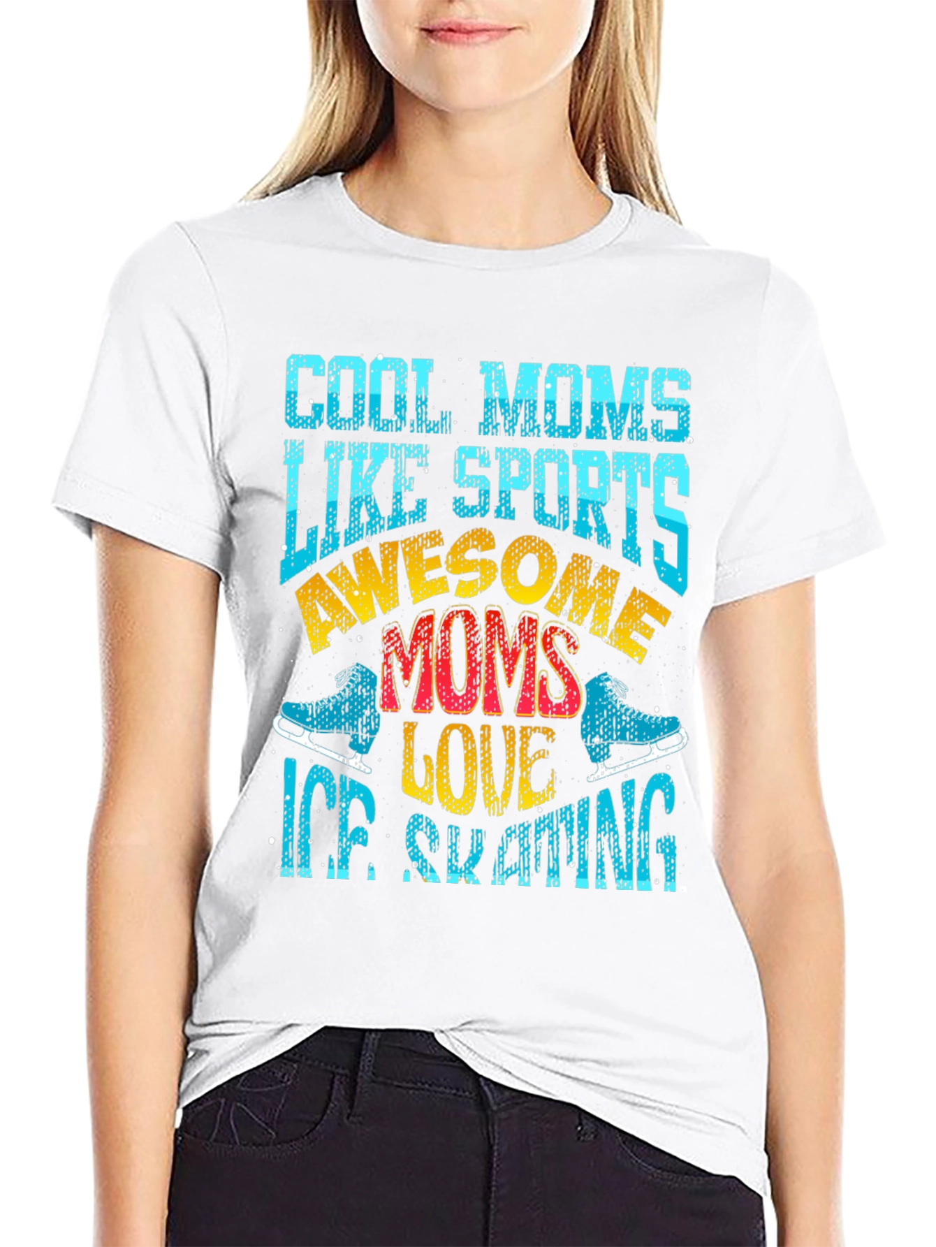 Black Cool Moms Ice Skating Graphic Tee view 9