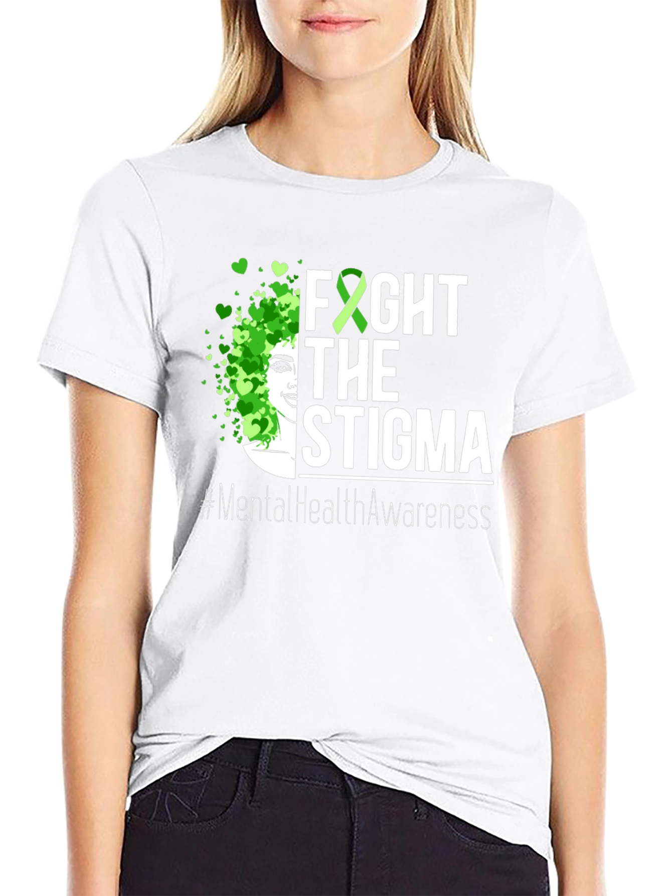 Black Fight the Stigma Mental Health Awareness Tee view 9