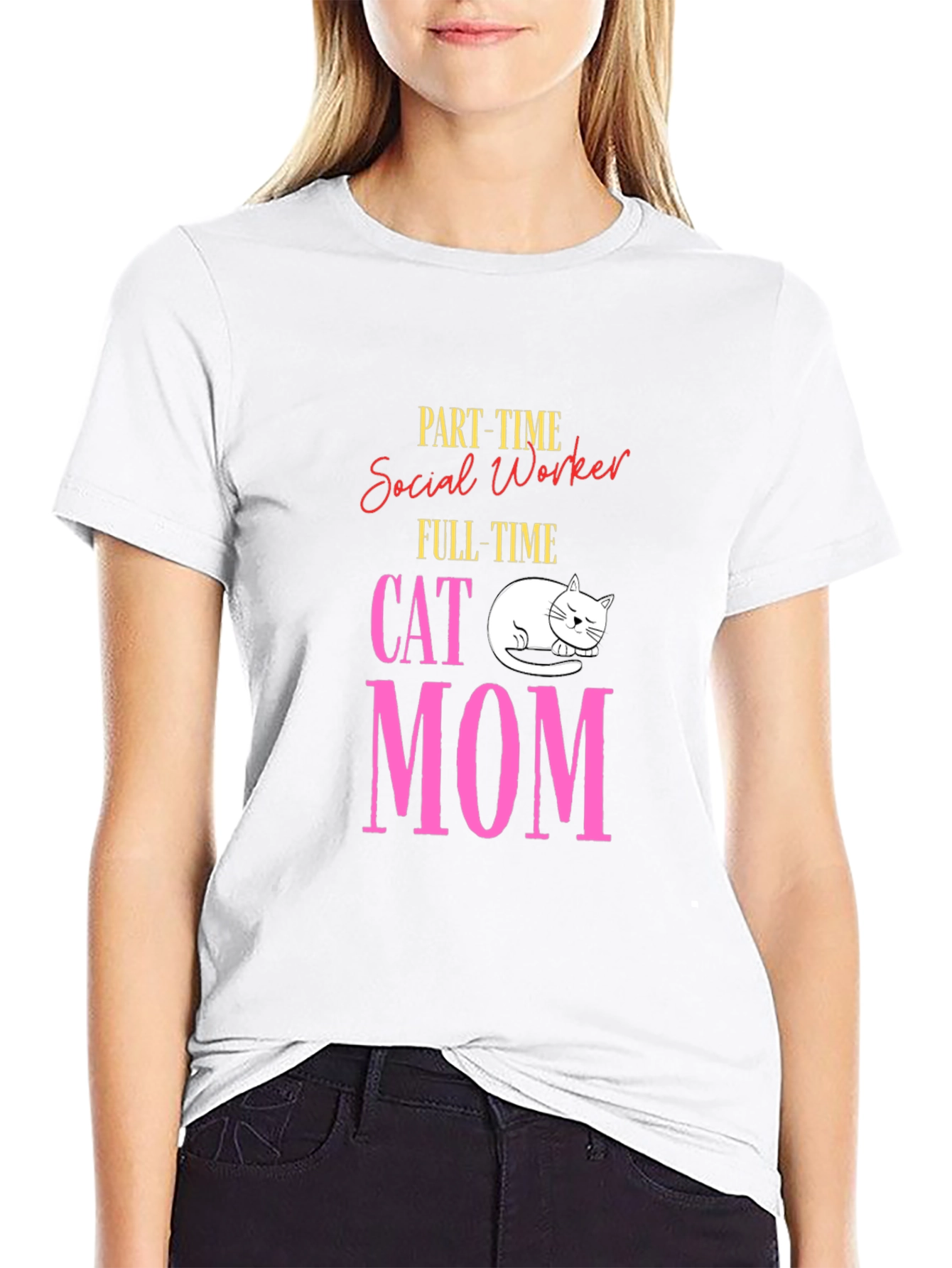 Black Social Worker Cat Mom T-Shirt view 9