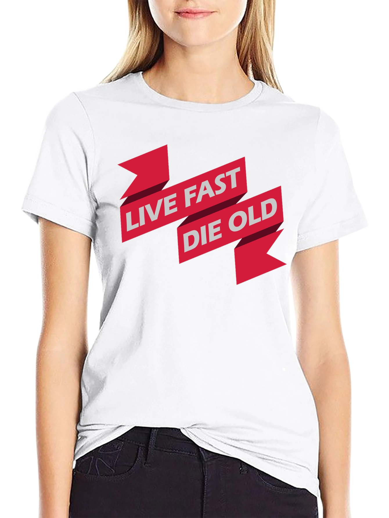 Black Live Fast Die Old Graphic Print Black T-Shirt view 9