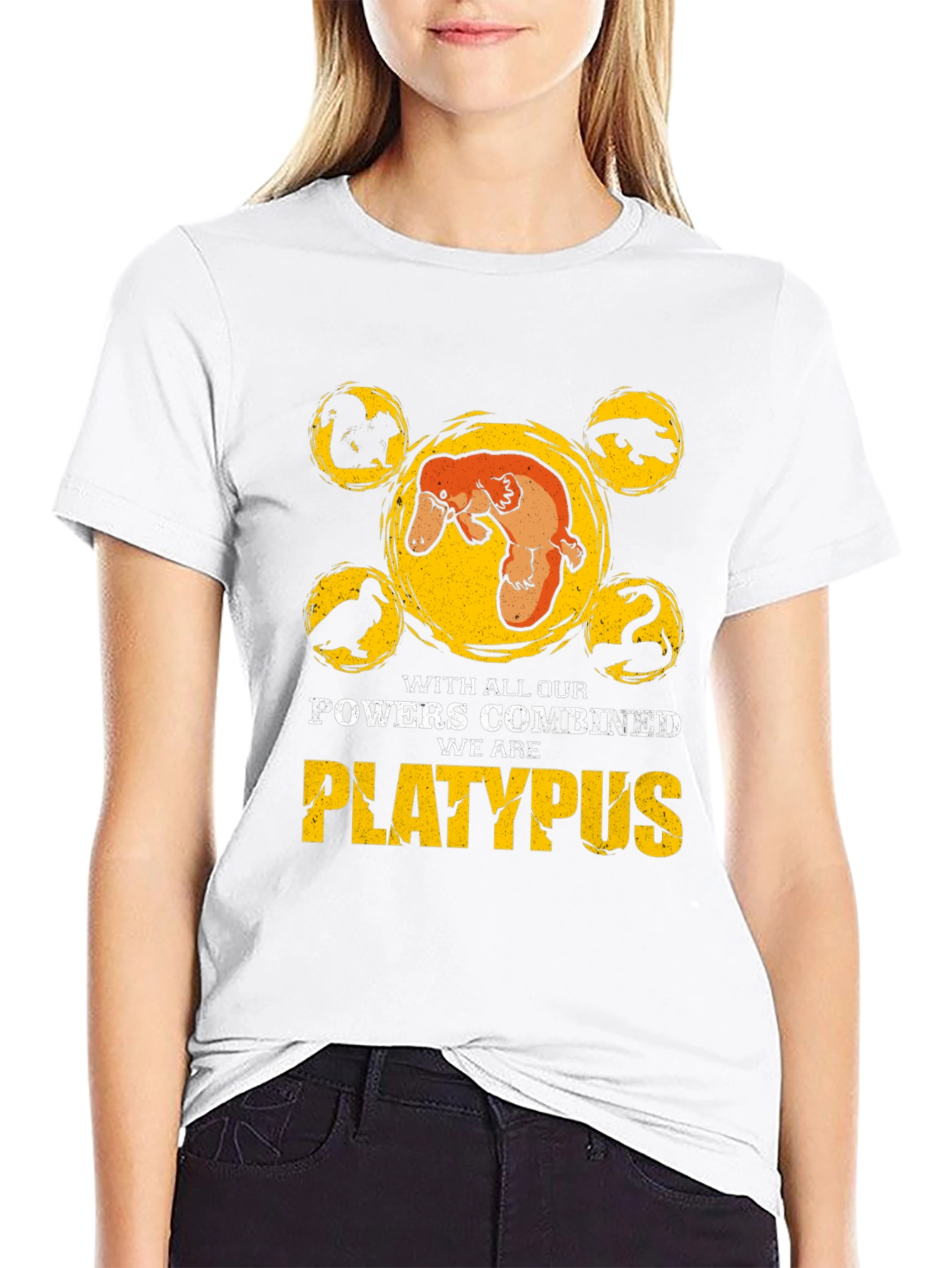 Black Platypus Powers Combined T-Shirt - Black Cotton Tee view 9