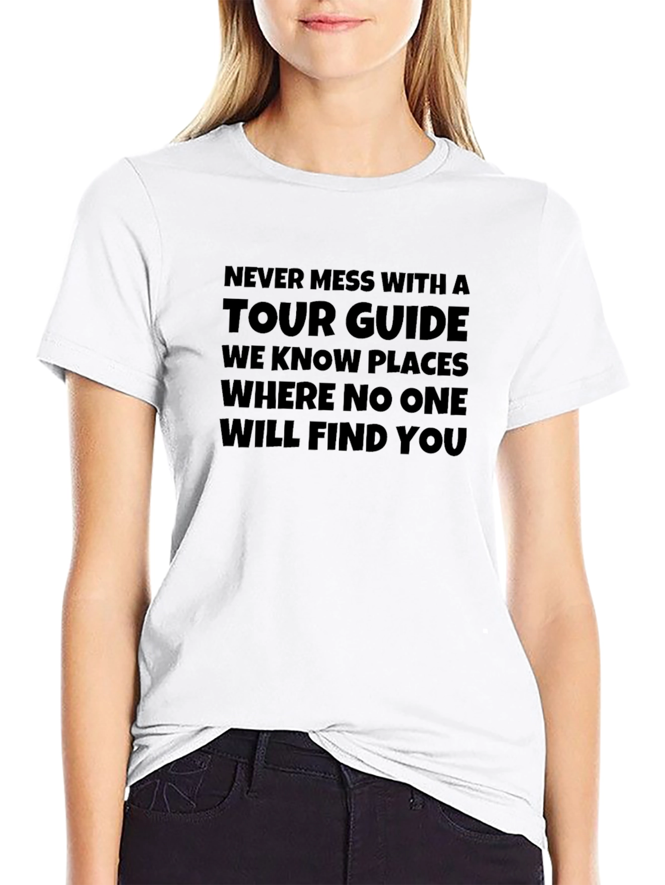 Black Tour Guide Humor Graphic Tee - Black Crew Neck view 9