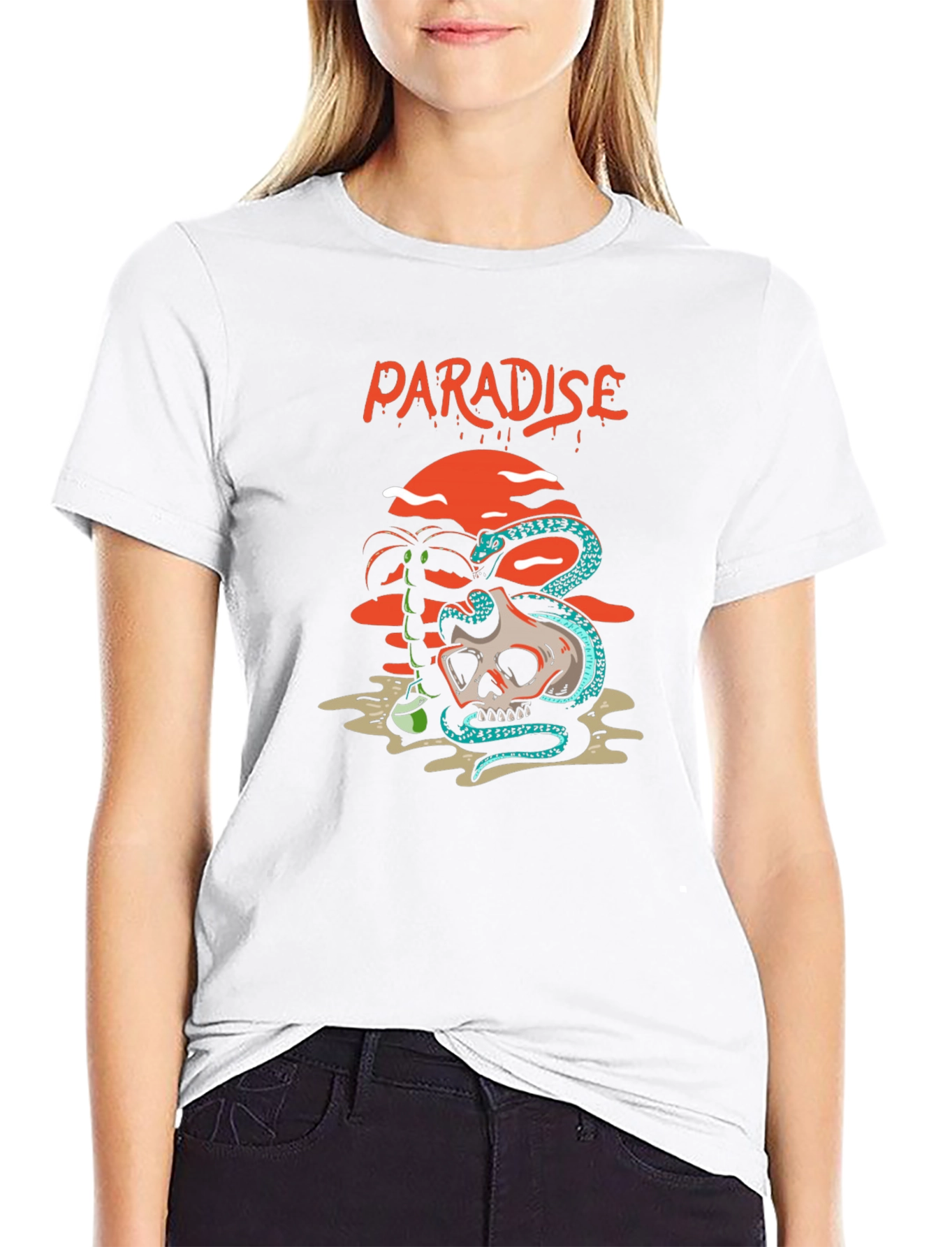 Black Paradise Skull & Snake Graphic Tee view 9