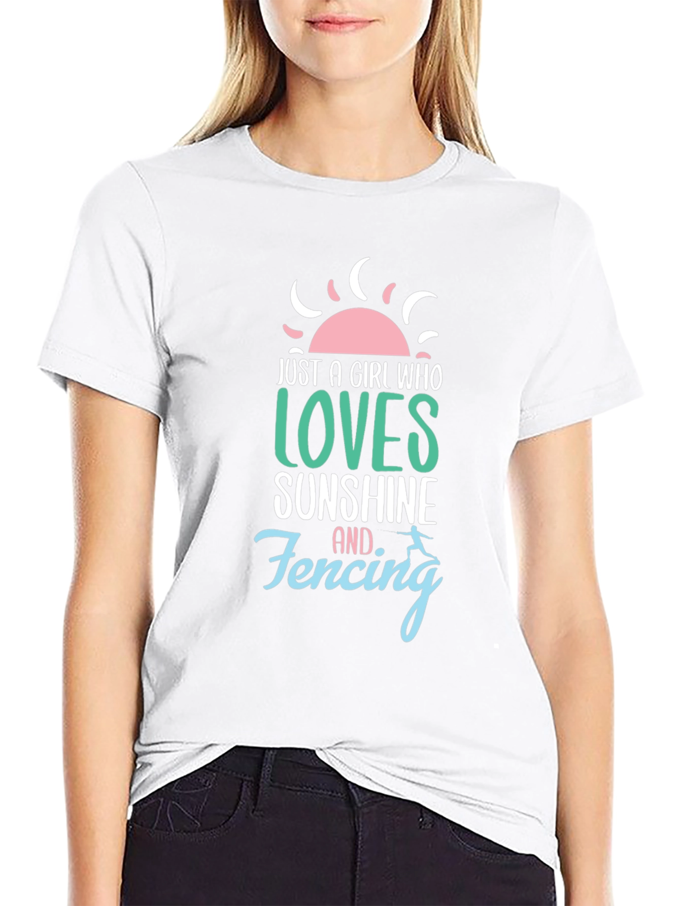 Black Just a Girl Who Loves Sunshine & Fencing T-Shirt view 9