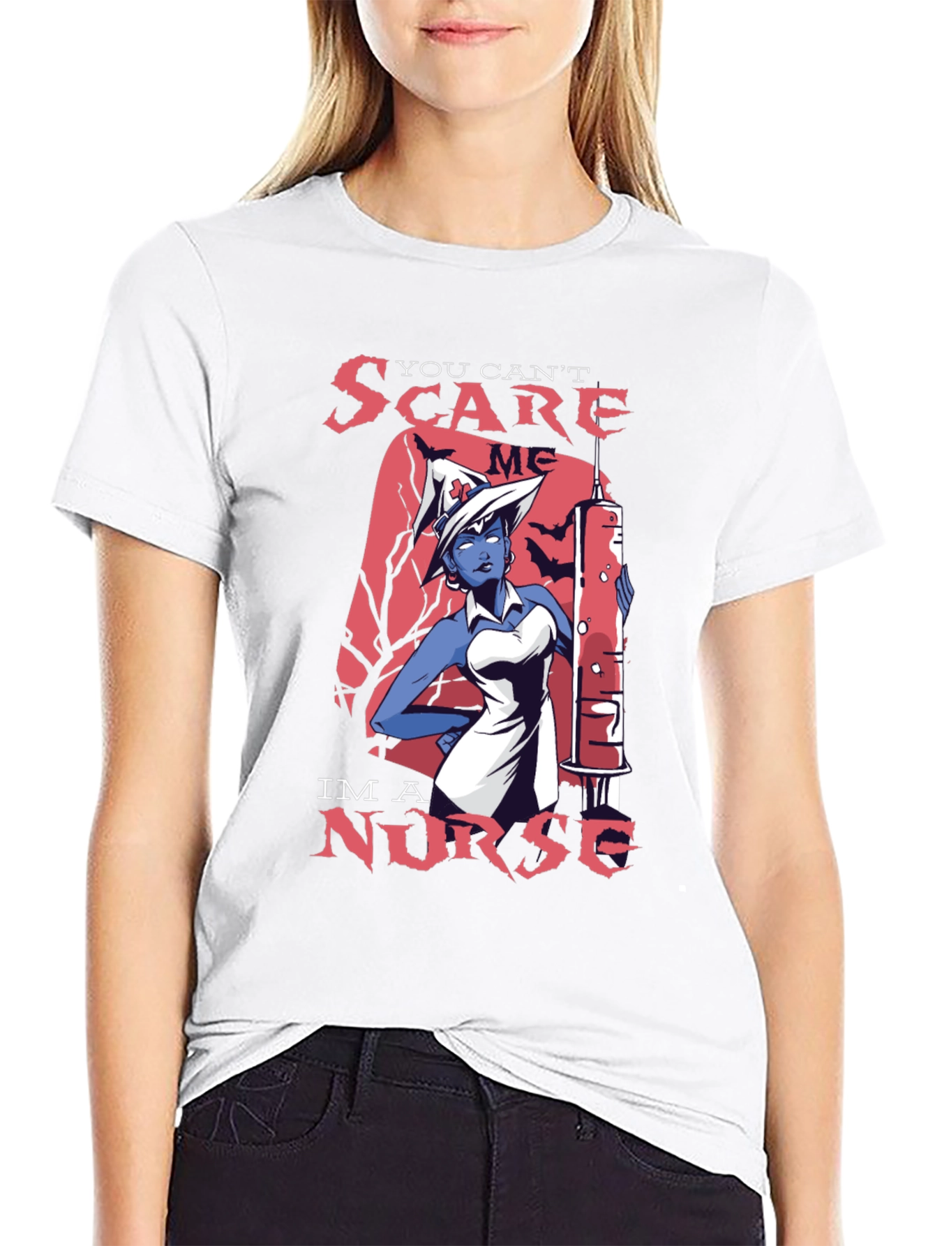 Black You Can't Scare Me, I'm a Nurse T-Shirt view 9