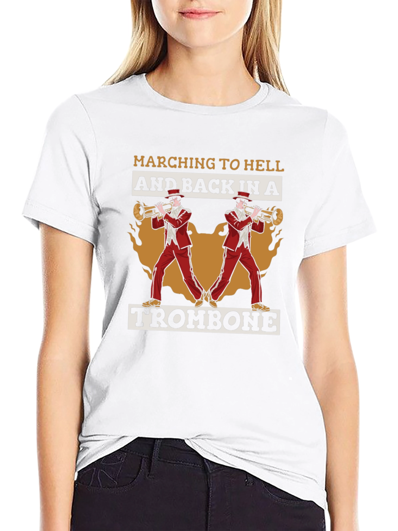 Black Marching To Hell Trombone T-Shirt view 9