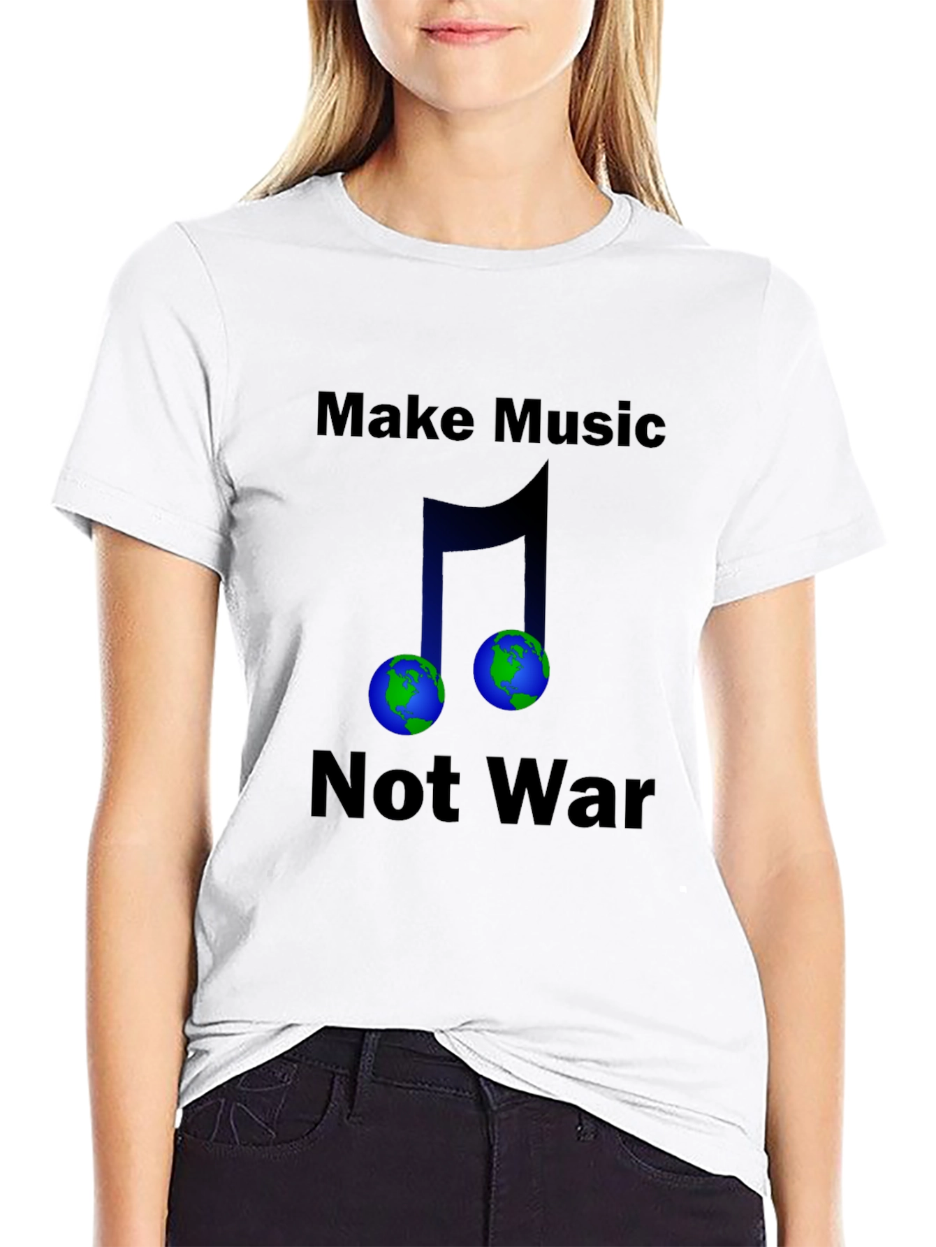 Black Make Music Not War Earth T-Shirt view 9