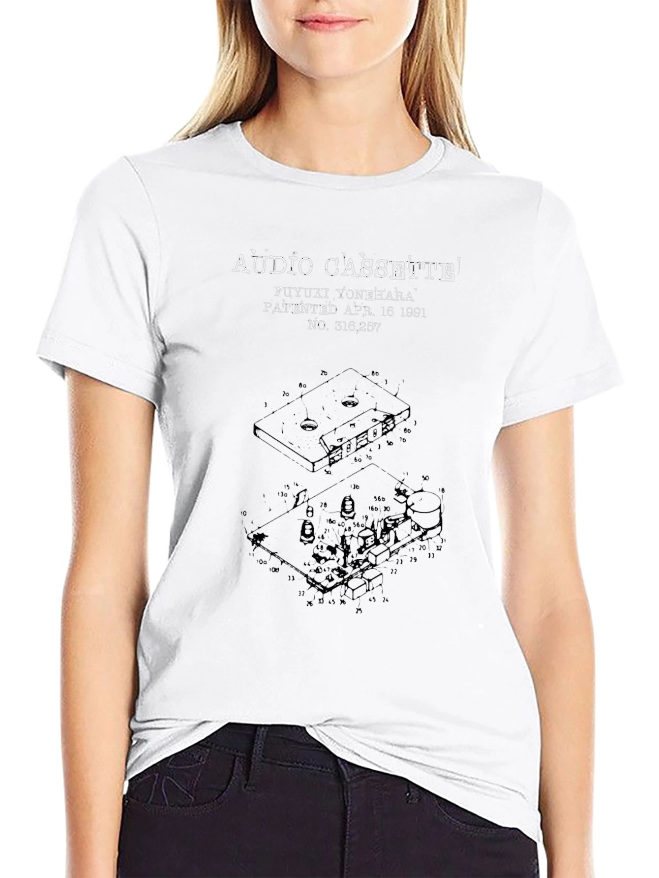 Black Audio Cassette Patent T-Shirt - Vintage Style view 9
