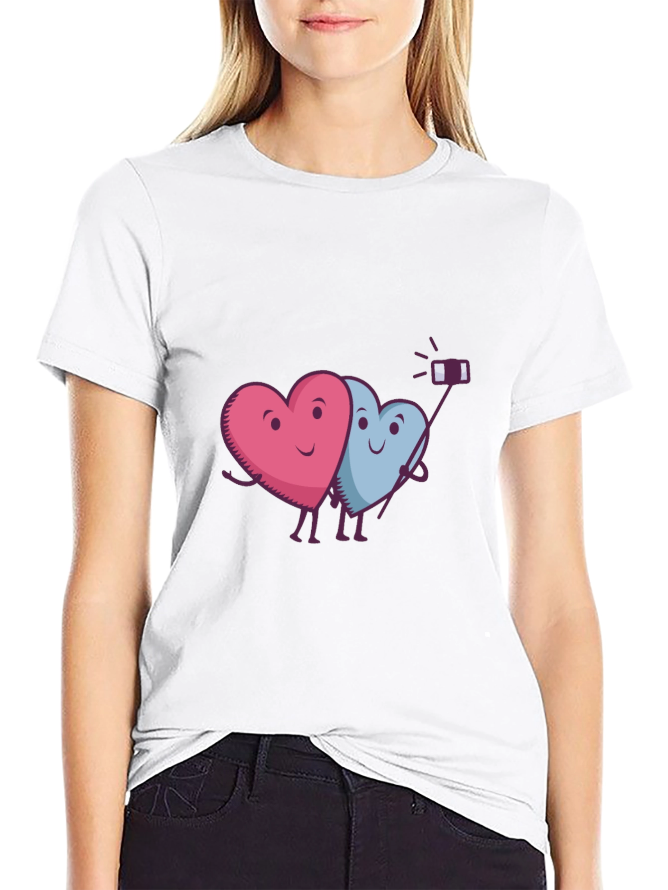 Black Heart Selfie Graphic T-Shirt - Cute & Trendy view 9