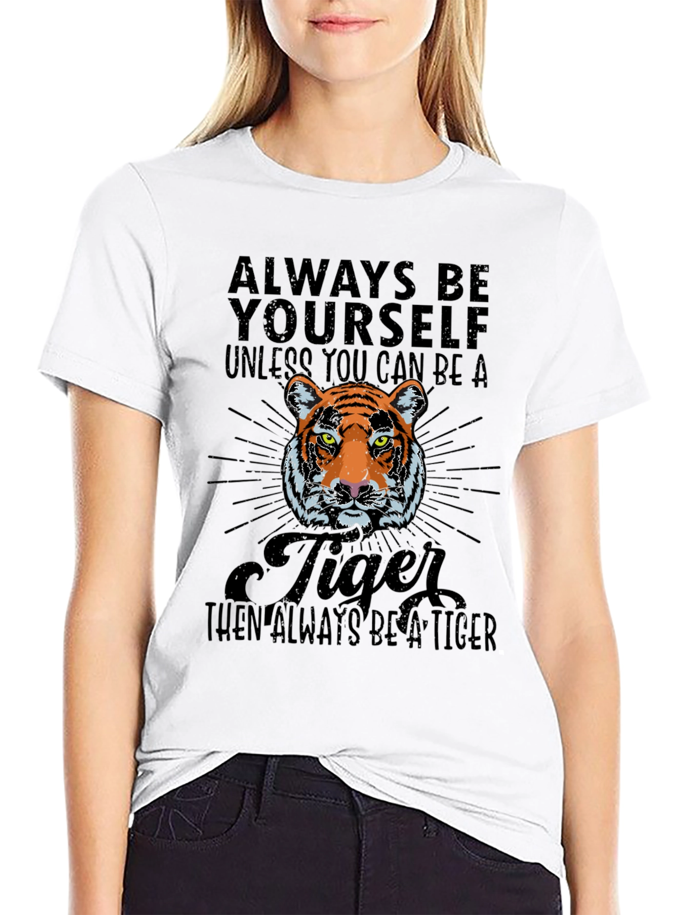 Black Always Be Yourself Tiger Graphic T-Shirt view 9