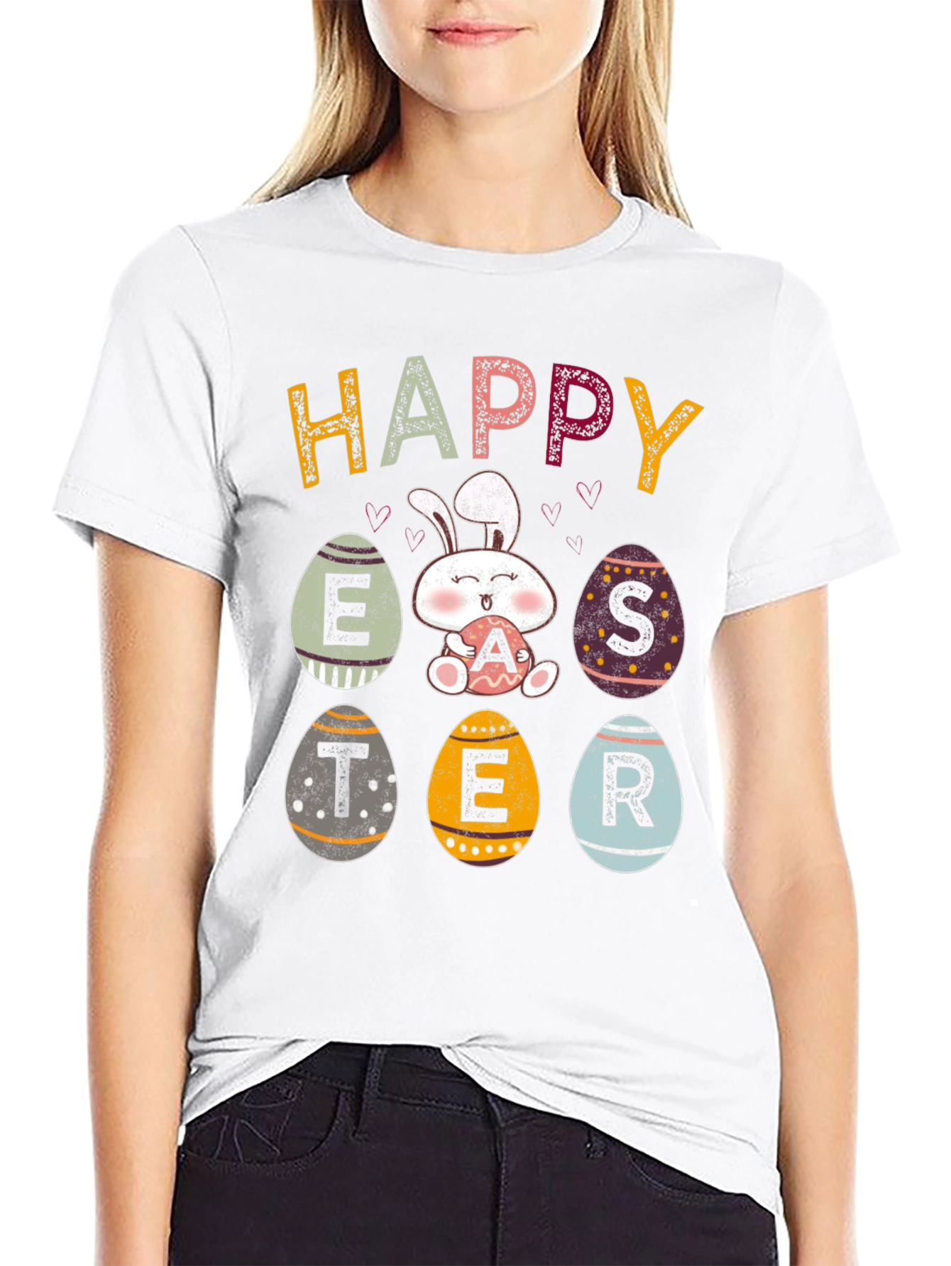 Black Happy Easter Bunny Egg T-Shirt view 9